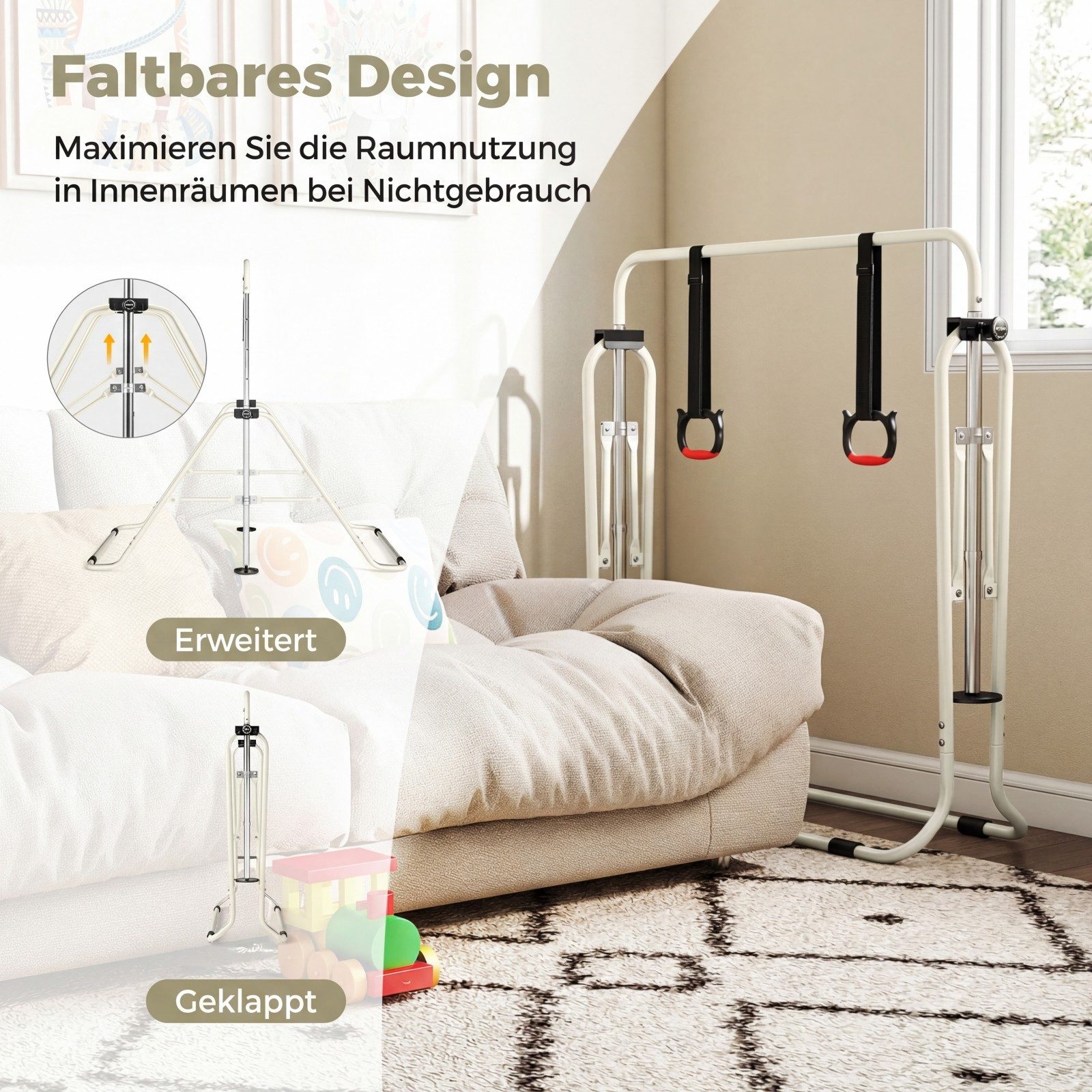 COSTWAY Turnreck, 4-fach höhenverstellbare, mit stabilem Metallrahmen