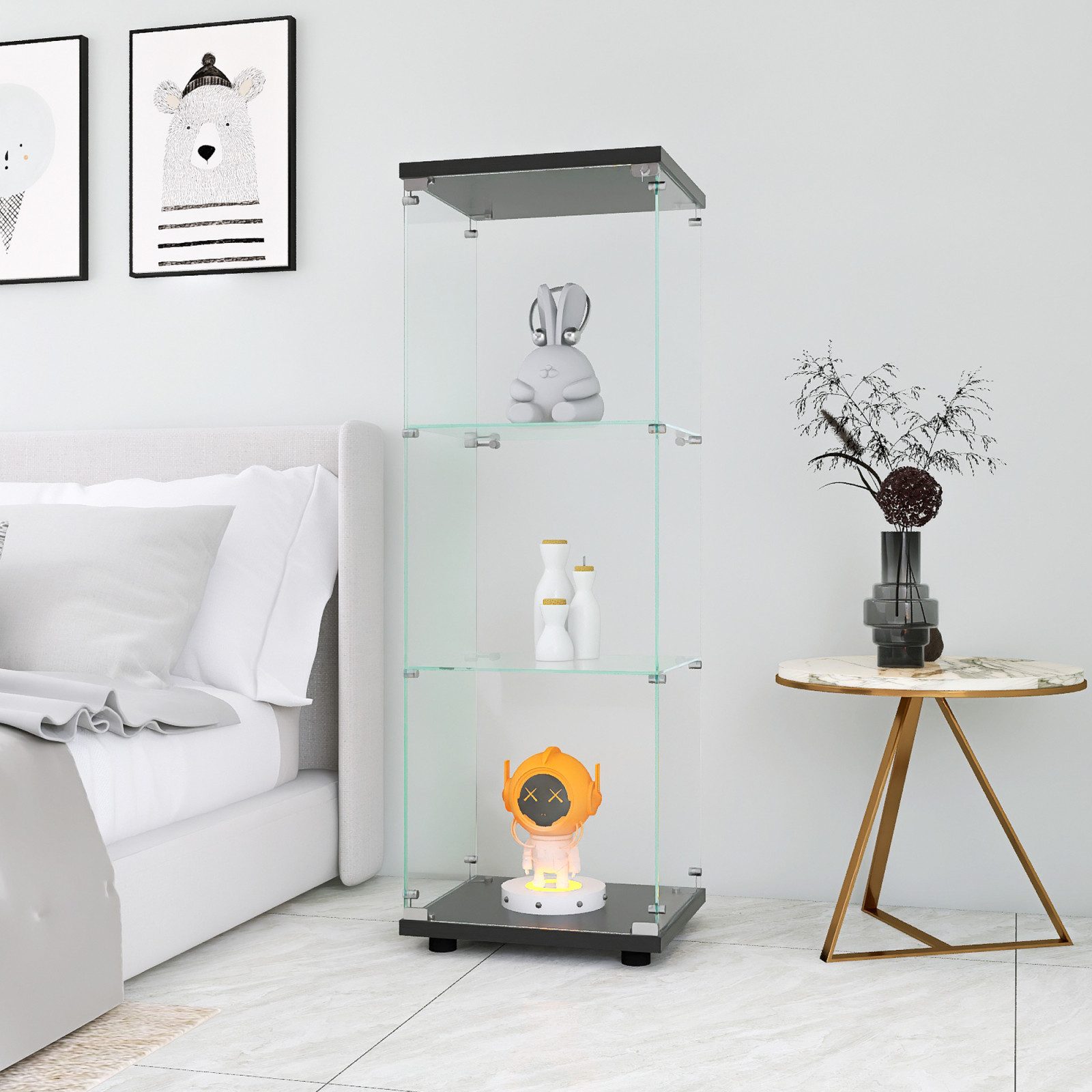 FUROKOY Glasvitrine Standvitrine, Modern Glas Vitrinenschrank günstig online kaufen
