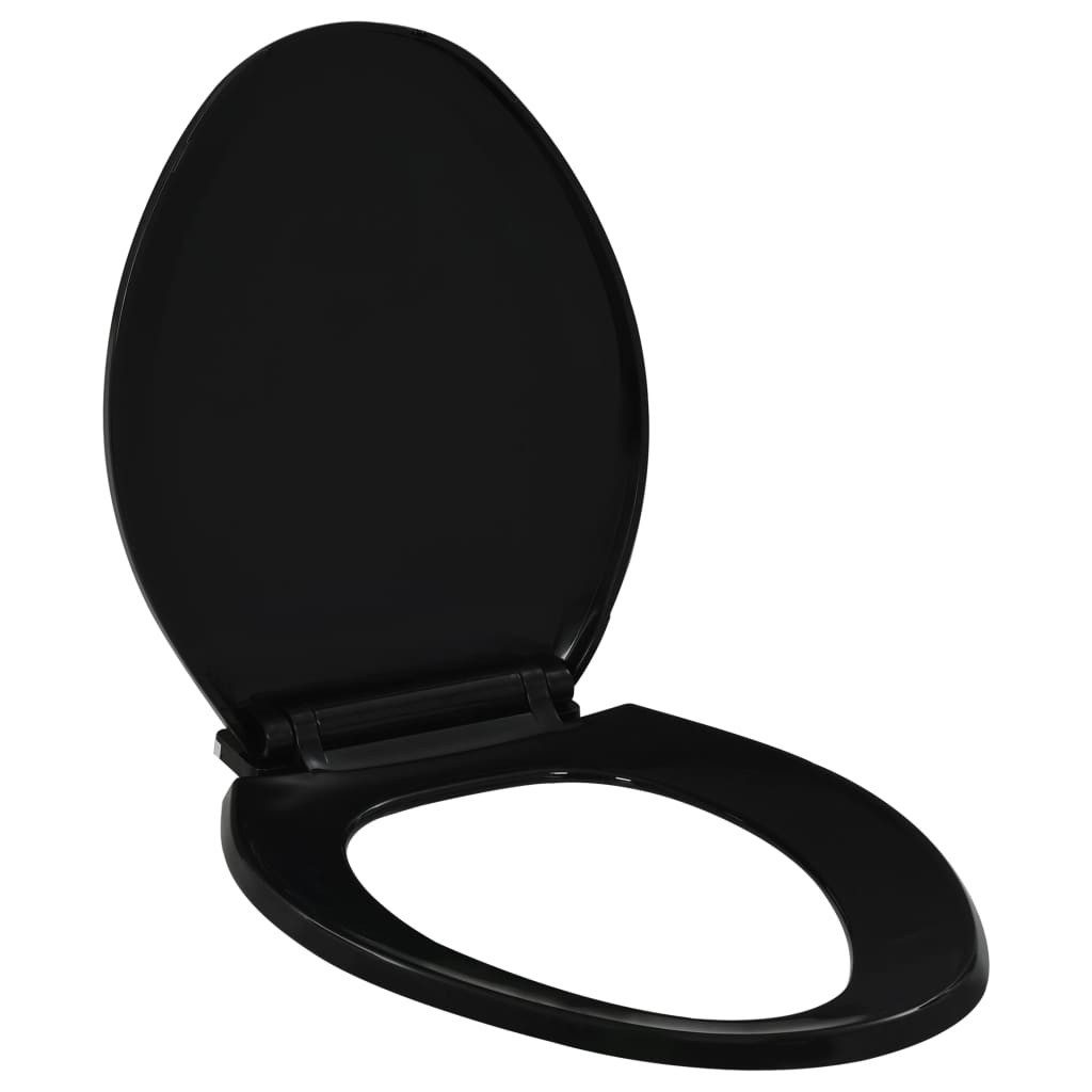 WC-Sitz 47 x 35 cm Toilettensitz mit Absenkautomatik und Quick-Release Schwarz