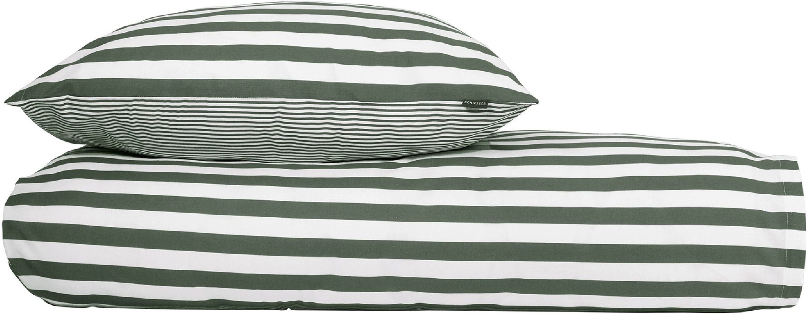 Schiesser Wendebettwäsche Marie aus weicher Baumwolle und Streifen Allover, Renforcé, 2 teilig, OEKO-TEX® MADE IN GREEN