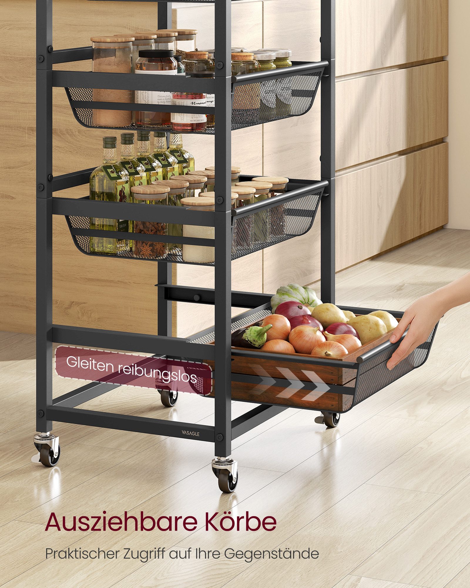 VASAGLE Beistellwagen, Servierwagen mit 4/5 Ebenen, Rollwagen, 31,7 x 40 x günstig online kaufen