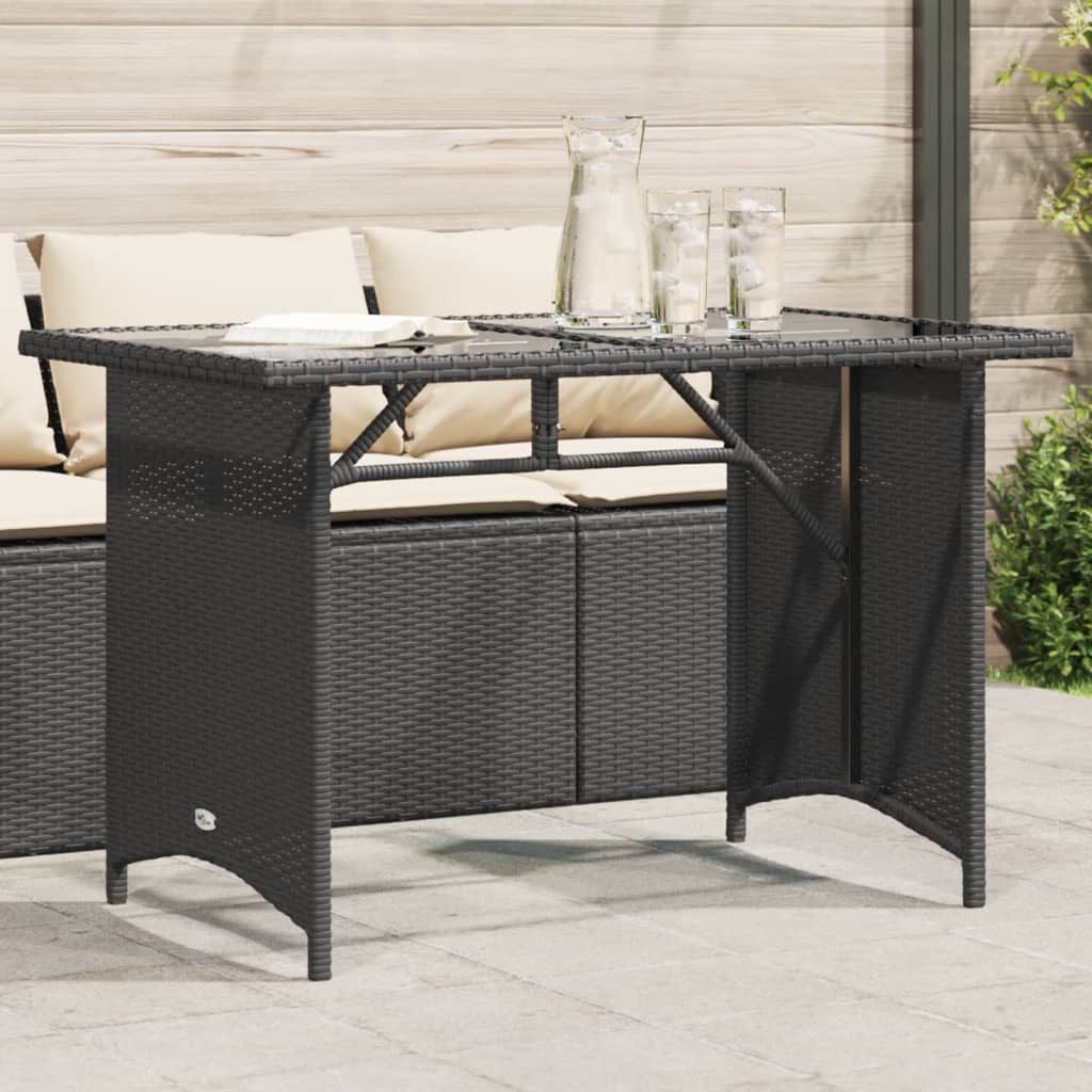 vidaXL Gartentisch, Gartentisch mit Glasplatte Schwarz günstig online kaufen
