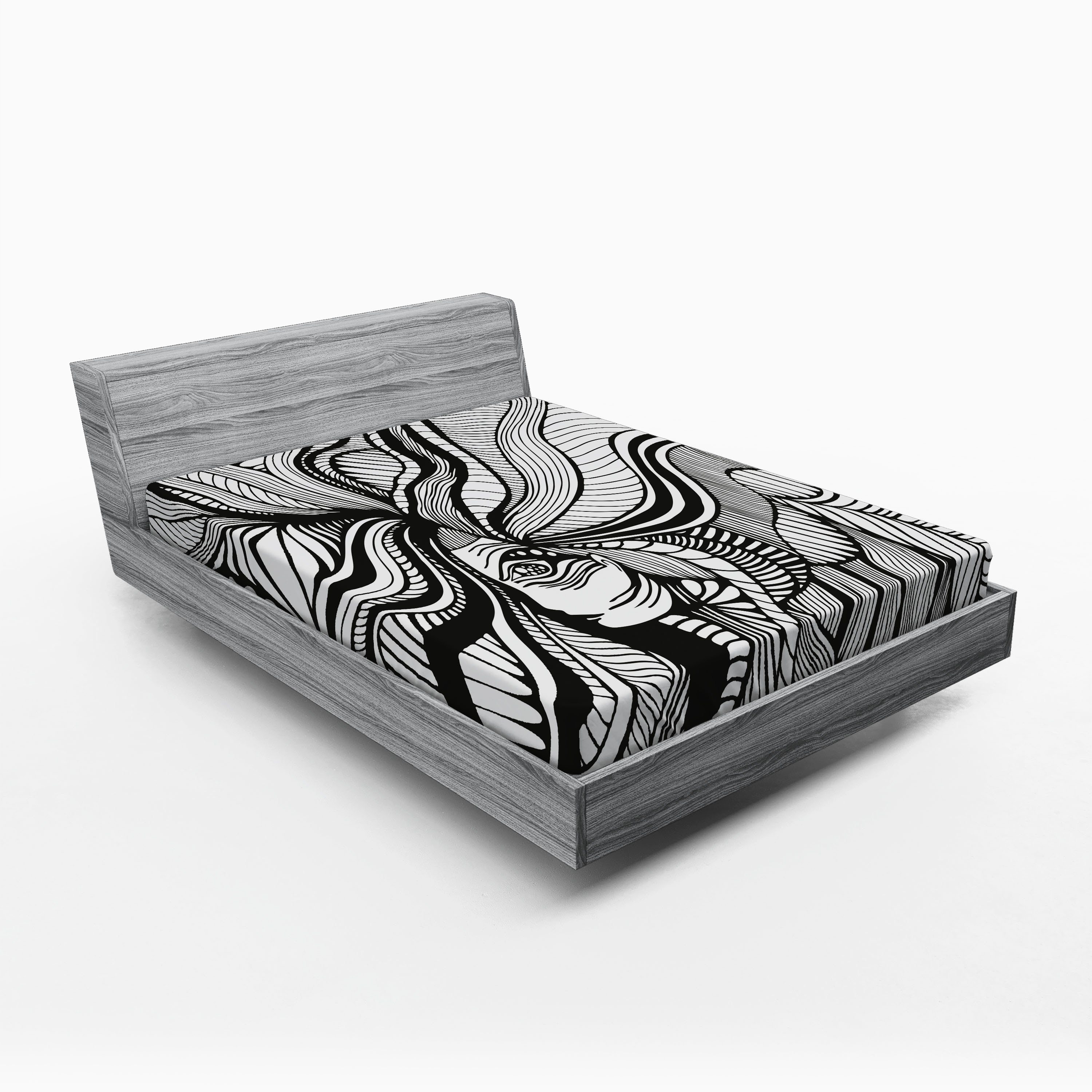 Abakuhaus Spannbettlaken Soft Dekorativer Stoff Bettwäsche Rund-um Elastischer Gummizug, abstrakte Frauen Surreal gestreiftes Haar