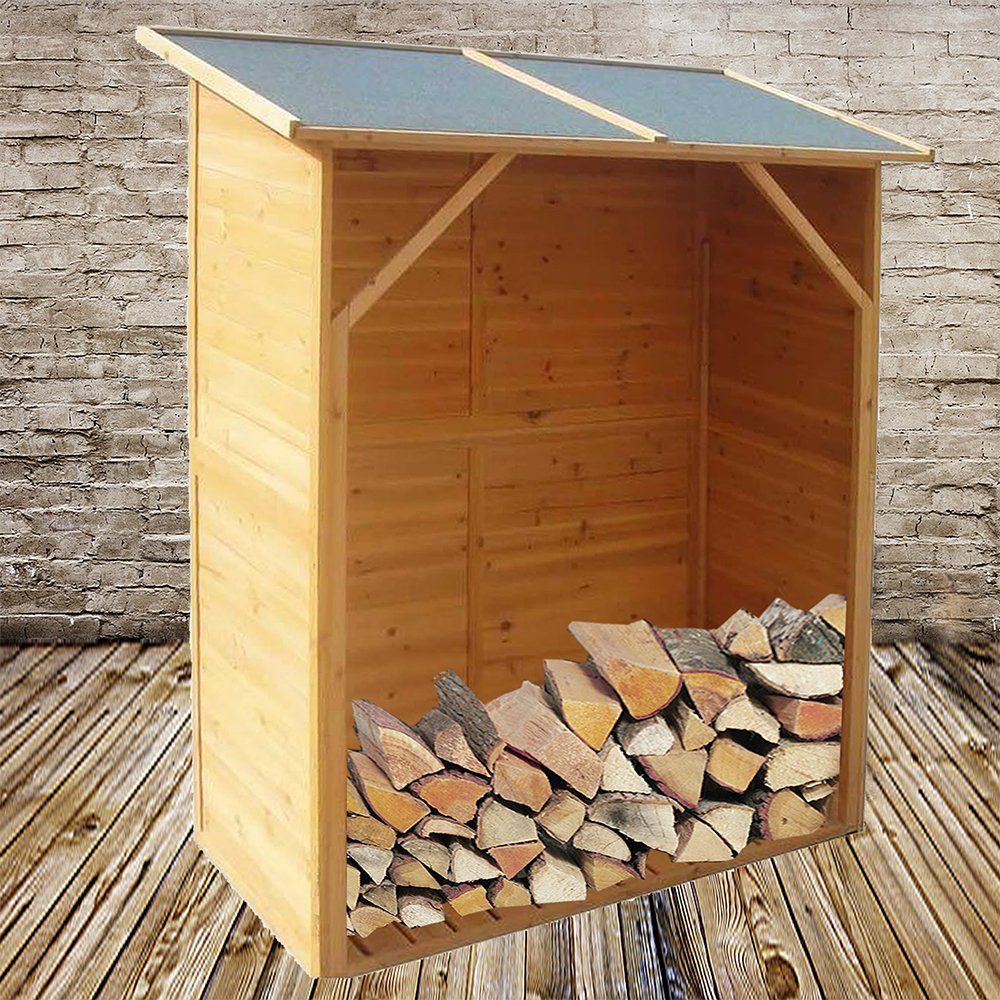 Holz lagern Brennholzregal Regal für Kaminholz für innen und außen 