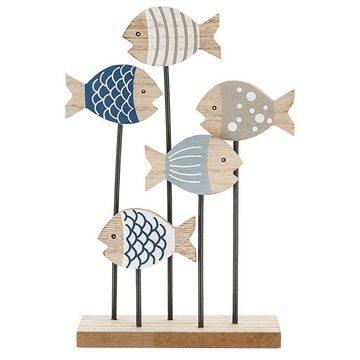 CEPEWA Skulptur Deko Fische Ständer 15x24,5cm MDF Eisen naturfarben Fischschwarm