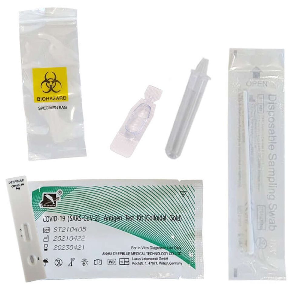 siegmund care Influenza-Schnelltest DeepBlue COVID-19 Antigen Selbsttest (SARS-CoV-2), 10-tlg., MHD: 08.10.2027, Genauigkeit 99,03 %