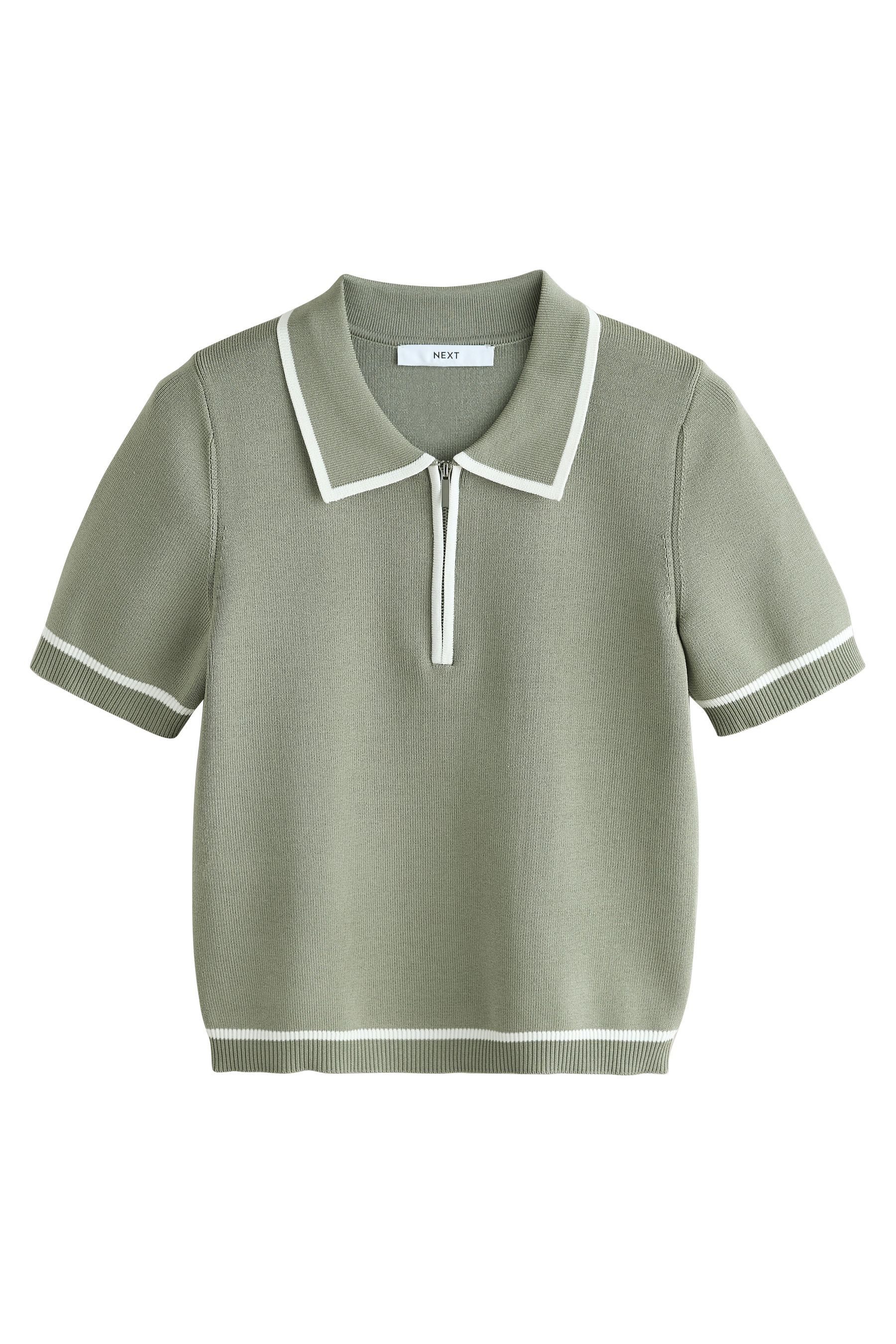 Next Troyer Strick-Poloshirt mit RV-Kragen (1-tlg)