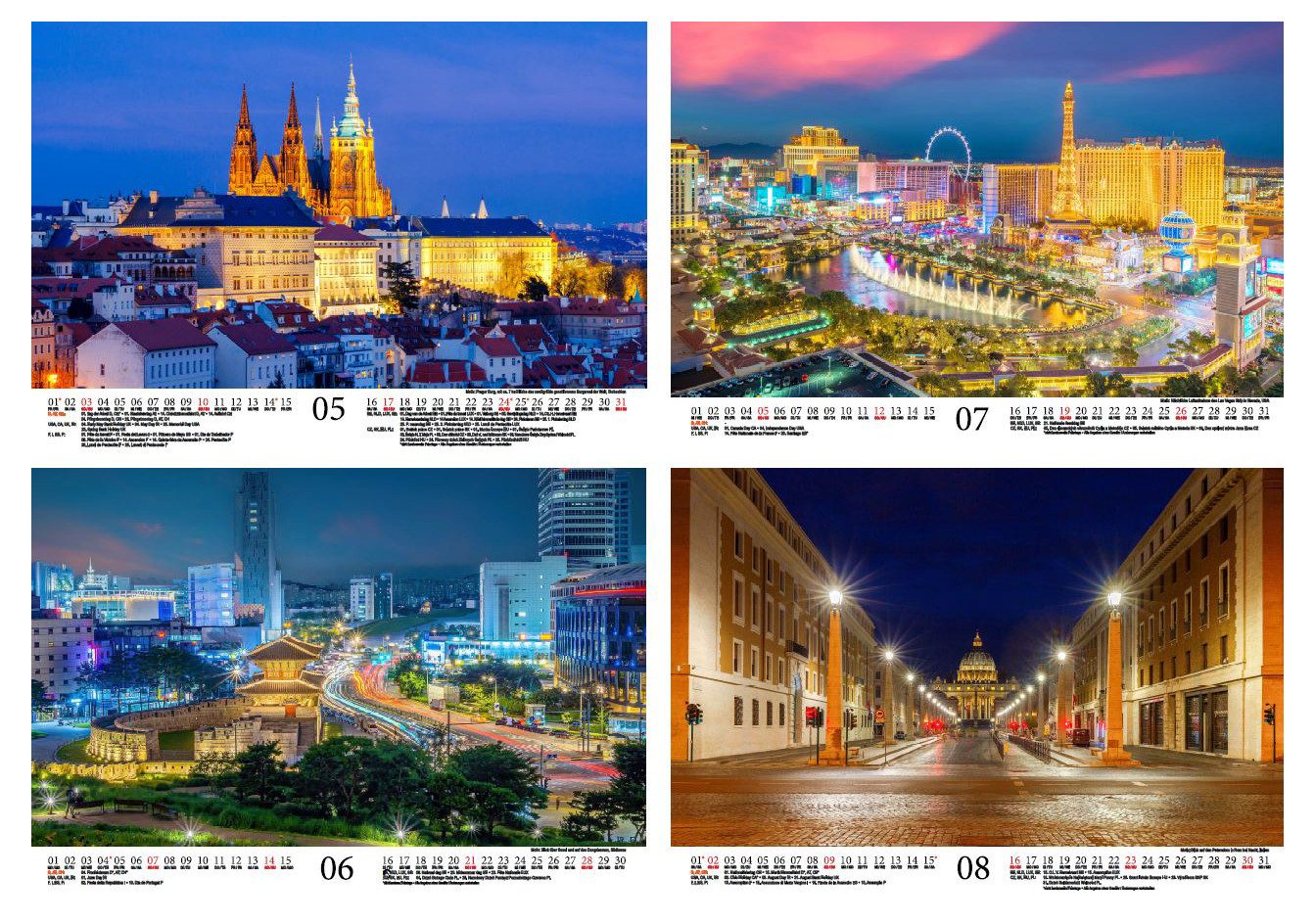 Seelenzauber Wandkalender Städtezauber City Lights DIN A4 Kalender für 2026 Nächtliche Städte