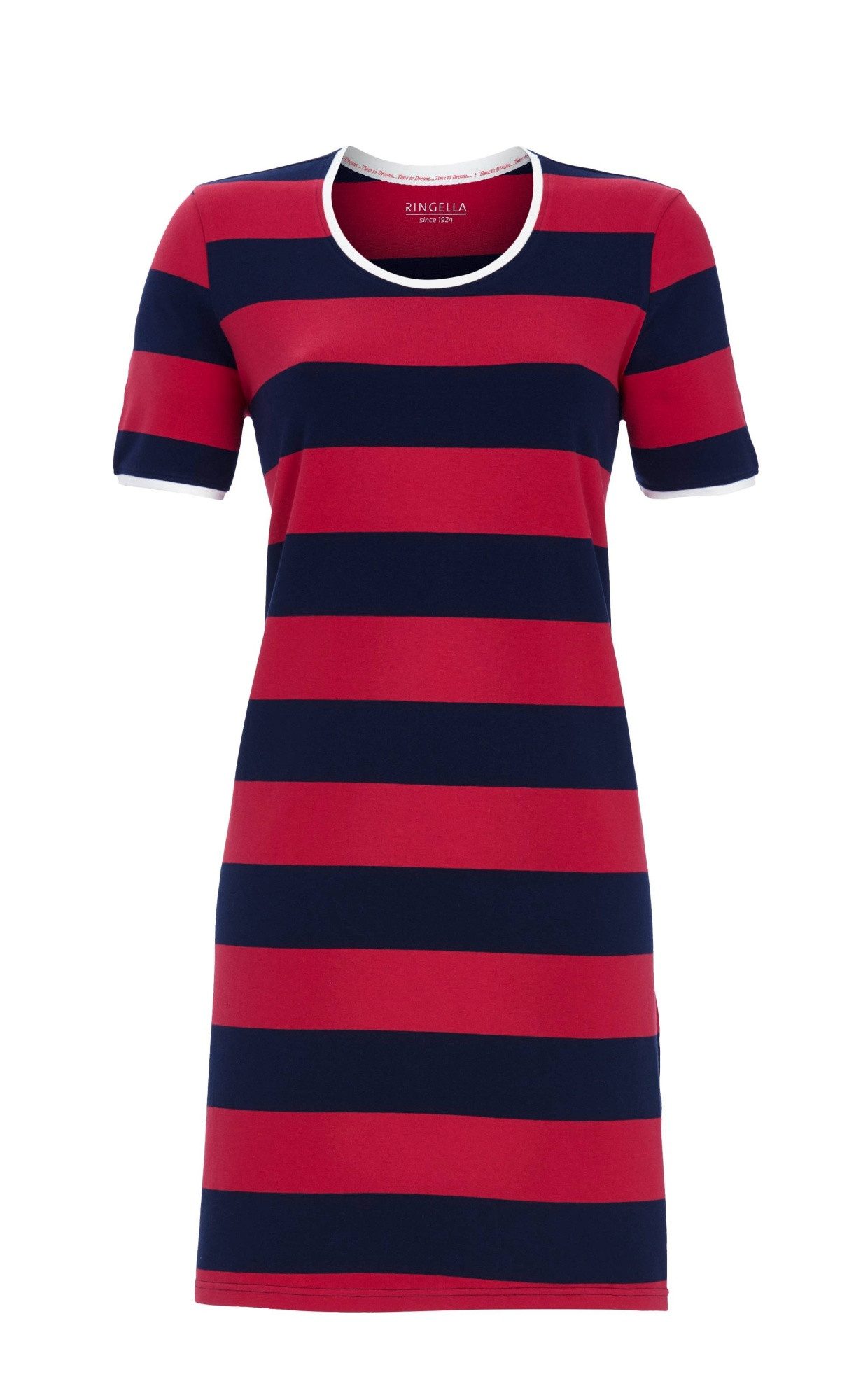 Ringella Nachthemd - Bigshirt Kurzarm mit Blockstreifen Baumwolle/Elasthan-Mischung