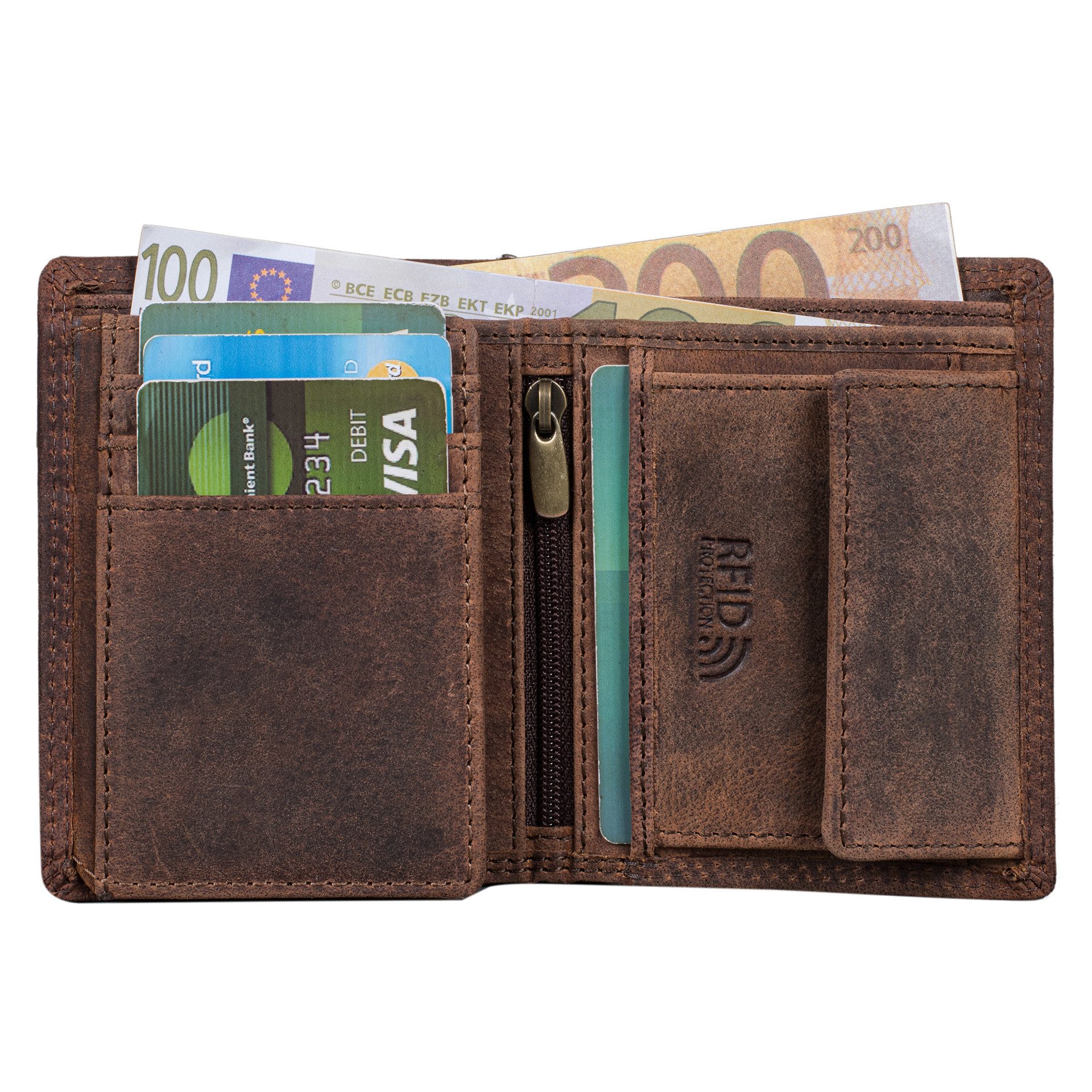 Benthill Geldbörse Herren Klein Echt-Leder Portemonnaie RFID Slim Gelbeutel Mini Börse, RFID-Schutz Kartenfächer Münzfach
