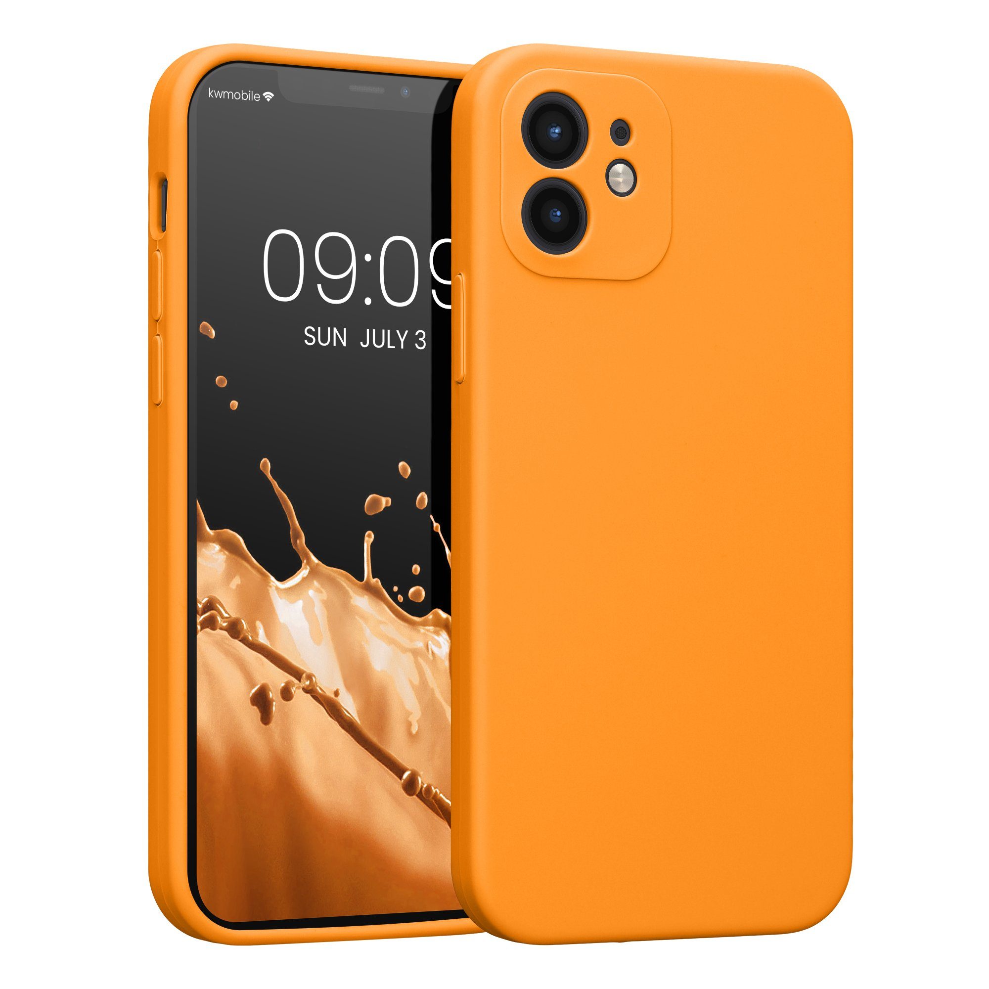 kwmobile Handyhülle Hülle für Apple iPhone 12, Hülle Silikon gummiert - Handyhülle - Handy Case in Fruity Orange