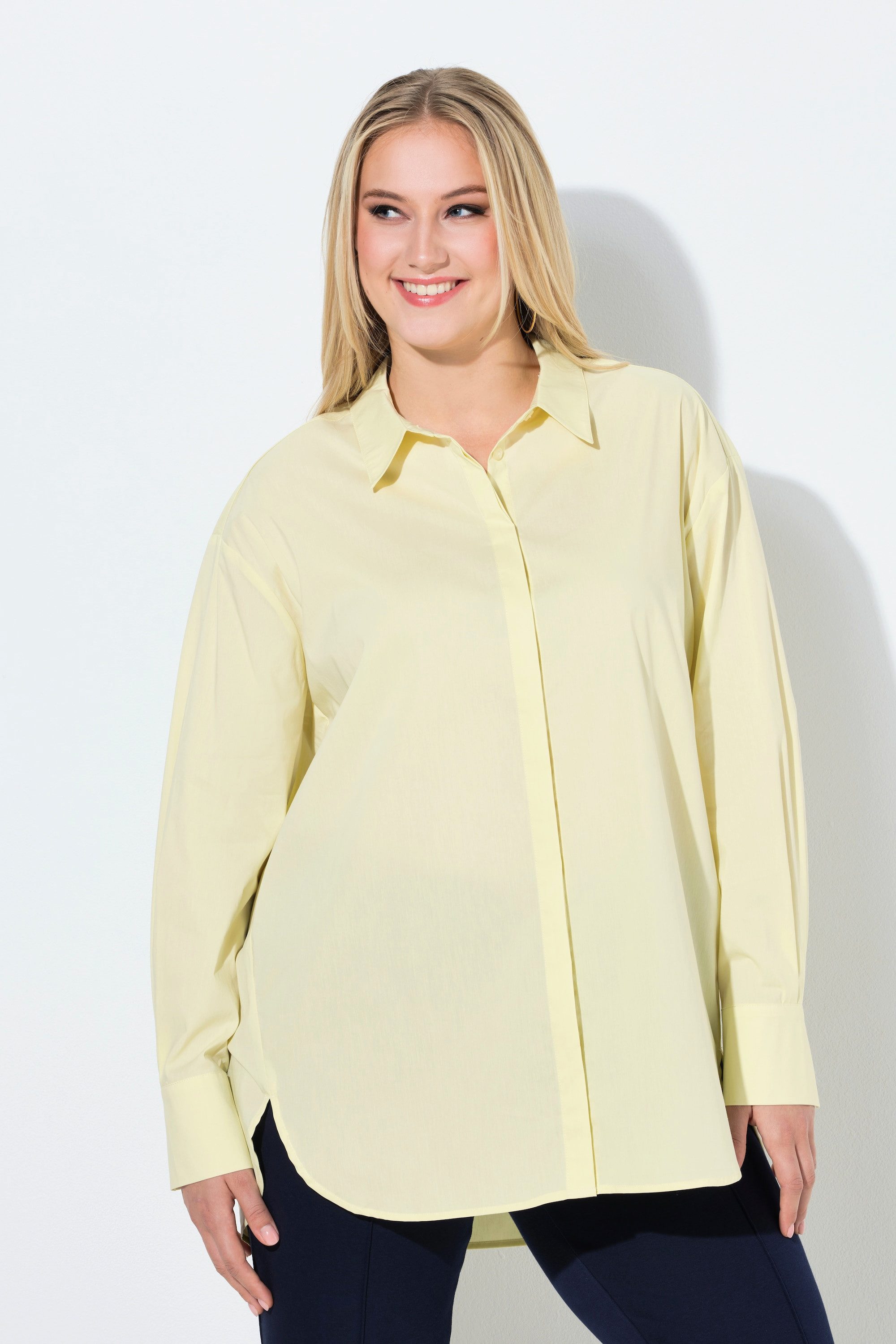 Ulla Popken Hemdbluse Hemdbluse oversized Hemdkragen Langarm