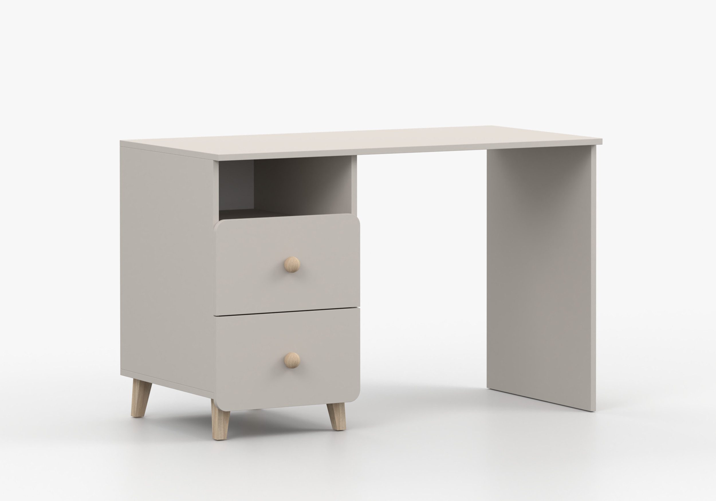 MOEBLO Schreibtisch MERK (110 cm breit, mit 2 Schubladen, Ablagefach, Holzgriffen und Holzfüßen, Kaschmir – für Homeoffice & Jugendzimmer), (BxHxT): 110 x 75 x  – Bild 2 von 5