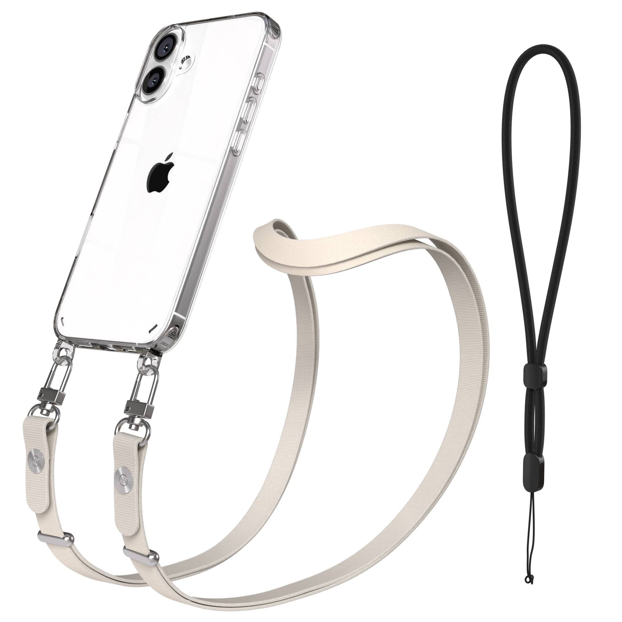 EAZY CASE Handykette für Apple iPhone 16 Plus Handyhülle mit Handyband magnetisch, Handykette in Taupe mit Magnetband und Länge bis 1,90 m