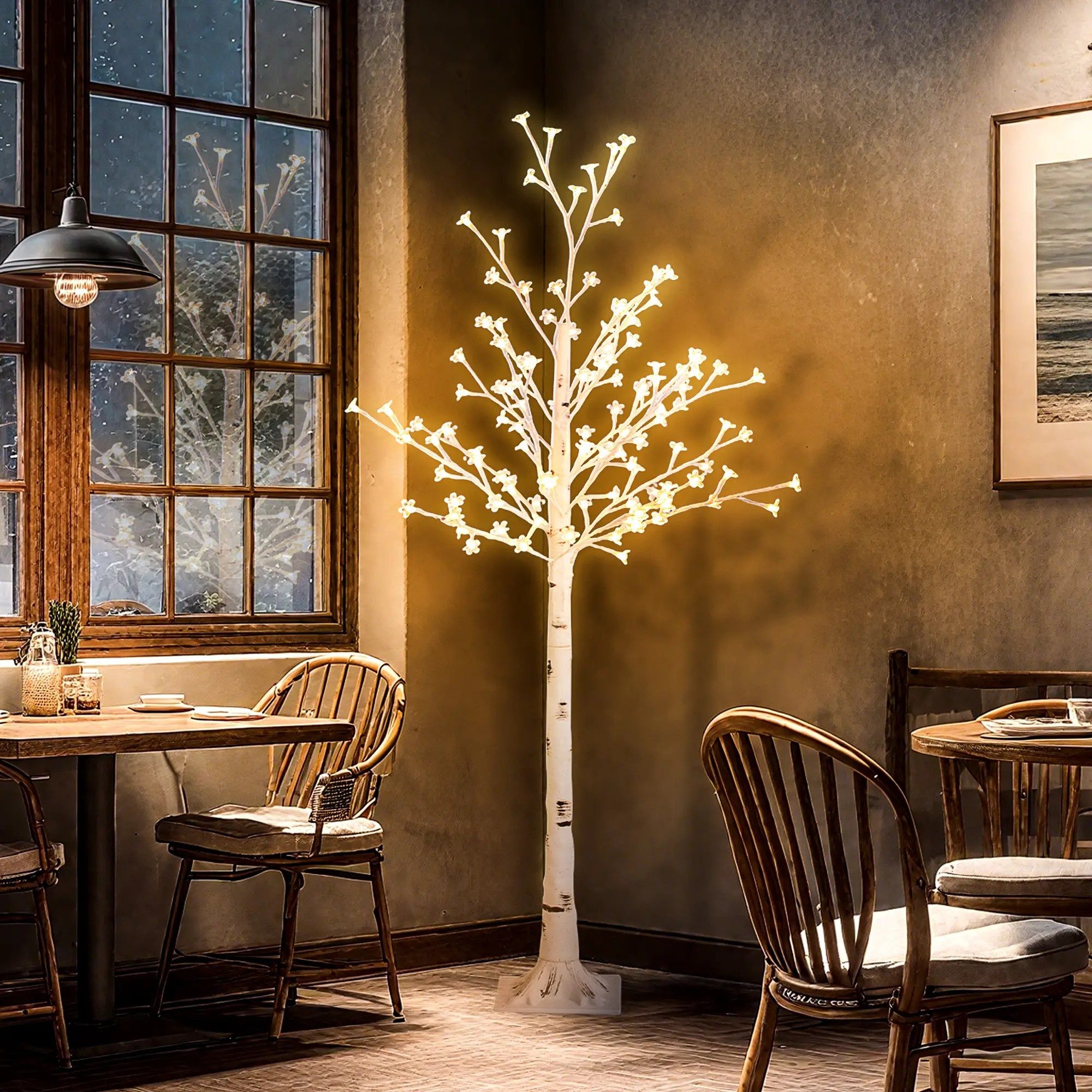 Kunstbaum LED Lichterbaum 150 cm LED Baum mit 120 warmweißen LEDs Birke, Bl günstig online kaufen