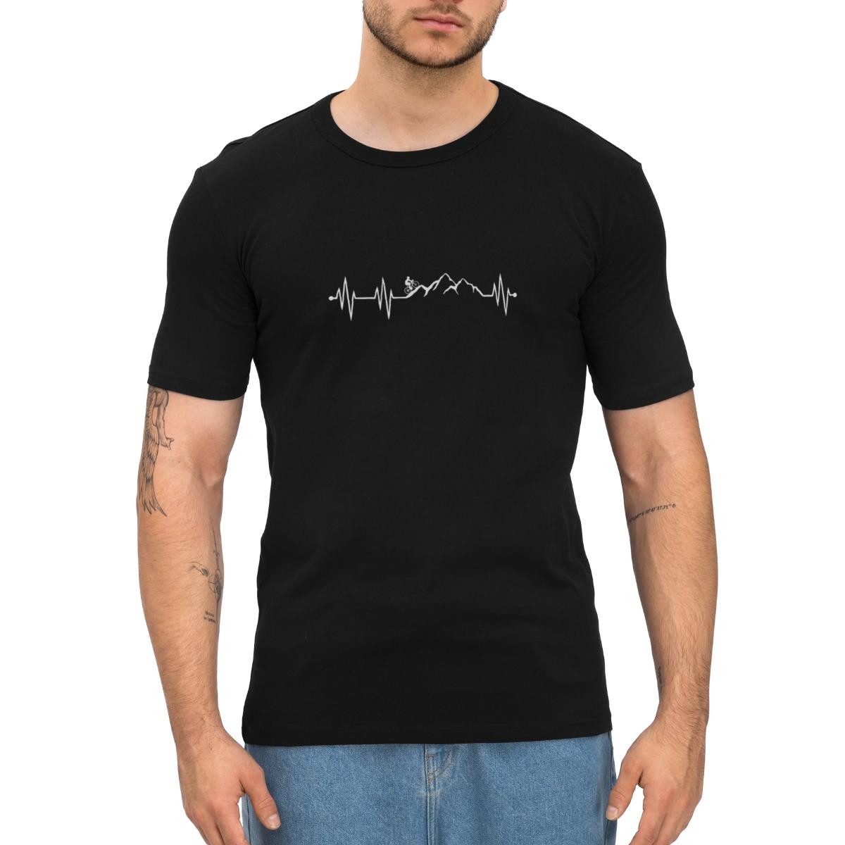 Spreadshirt T-Shirt Mountainbike EKG Fahrrad Bike Berge Herren Slim Fit T-Shirt (1-tlg)