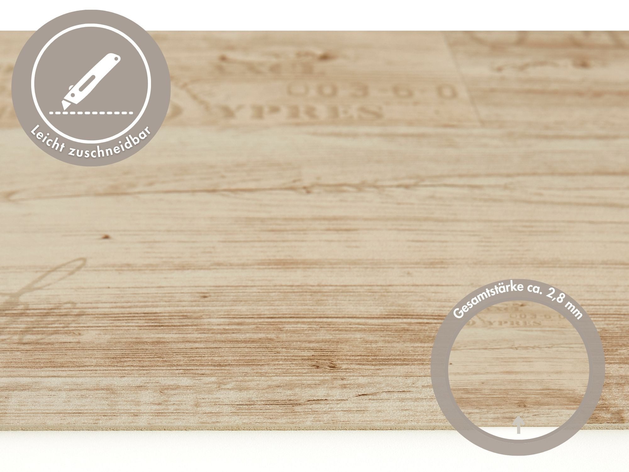 misento Vinylboden Silent in Holzoptik Vintage, trittschalldämmend, für Feuchtraum- und Privatbereiche, PVC Bodenbelag Meterware 200/400 cm breit, Stärke 2,8 mm