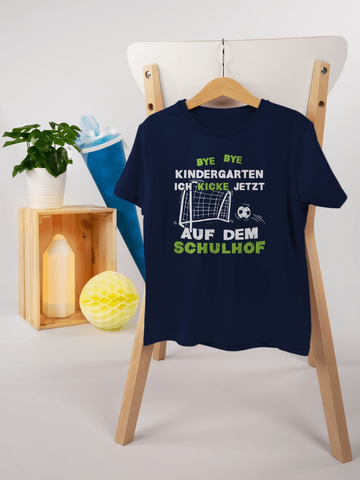 Shirtracer T-Shirt Bye Bye Kindergarten 1 Einschulung Geschenke Blau - Schulanfang Navy Junge Kicke Schulhof