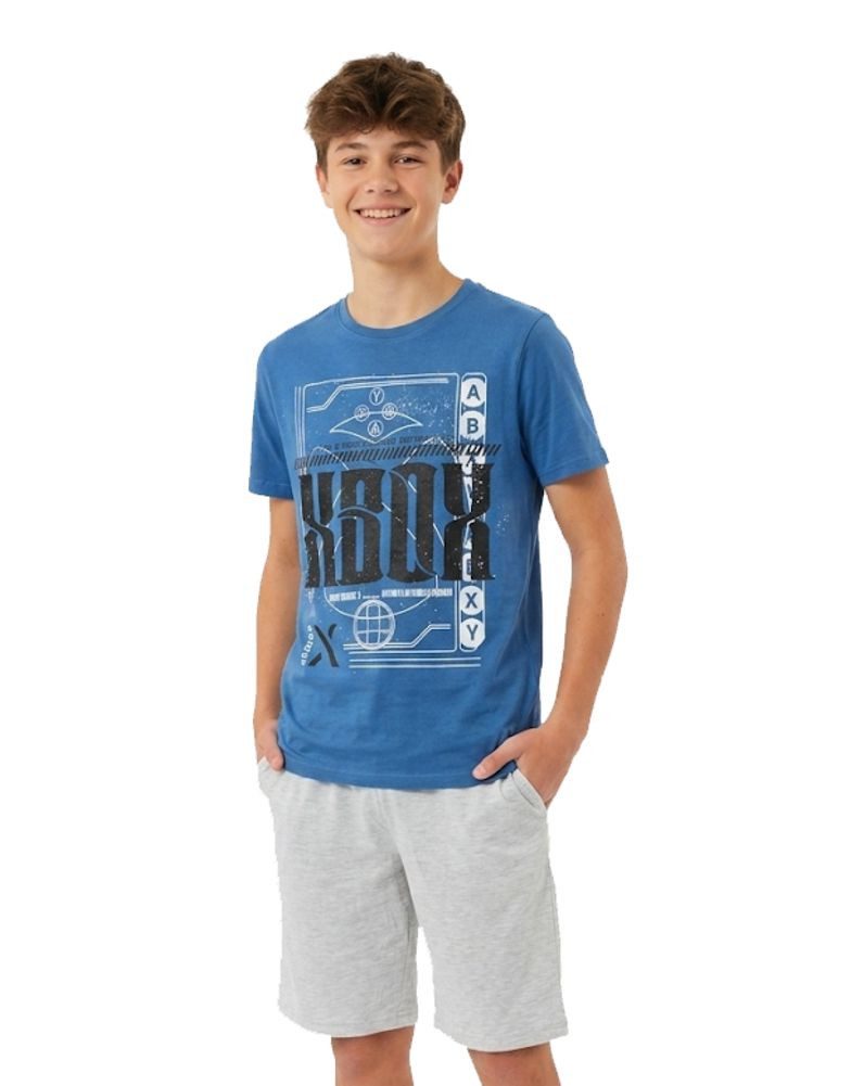 Xbox Pyjama Xbox Herren Pyjama kurz Blau Grau Schlafanzug Gamer Shorty (Kurze Schlafanzughose + T-Shirt) Herren kurzer Pyjama Hose + T-Shirt