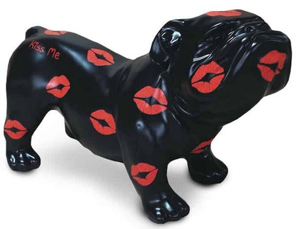 Casa Padrino Luxus Deko Figur Hund Bulldogge Weiß / Mehrfarbig H. 65 cm -  Kunstharz Deko Skulptur - Wohnzimmer Deko - Luxus Deko Tierfigur