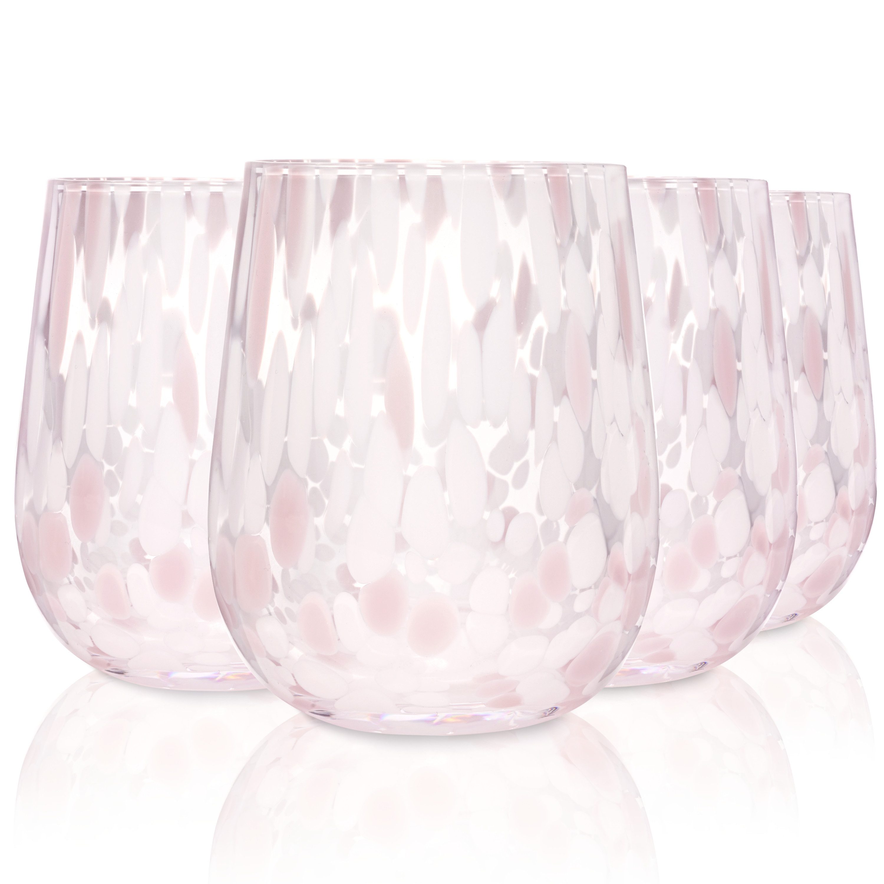 SÄNGER Gläser-Set Curacao, 4-tlg., Glas, 4x Trinkgläser Curacao mit Punkten, Füllmenge 320ml, Weiß Rosa