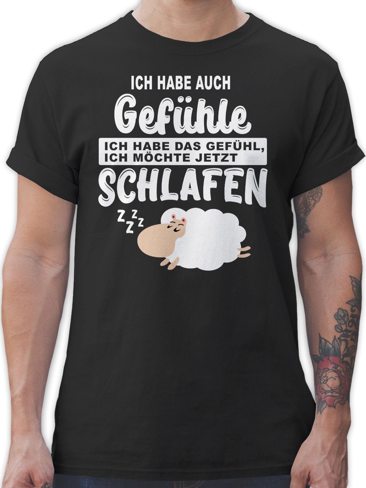 ich habe mit Shirtracer Gefühle Ich Ich jetzt habe Statement Sprüche schlafen Gefühl 3 T-Shirt das Schwarz möchte auch Spruch