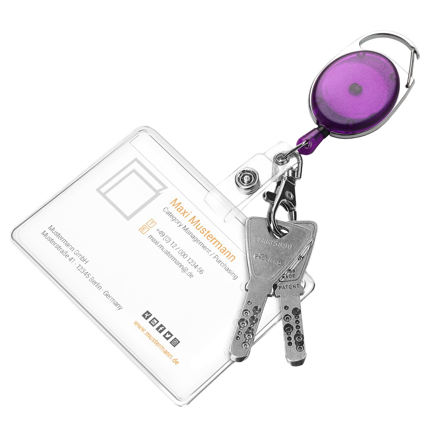 kwmobile Schlüsselanhänger Schlüssel Jojo Kartenhalter Ausweis ausziehbar Violett Schlüsselanhänger Clip