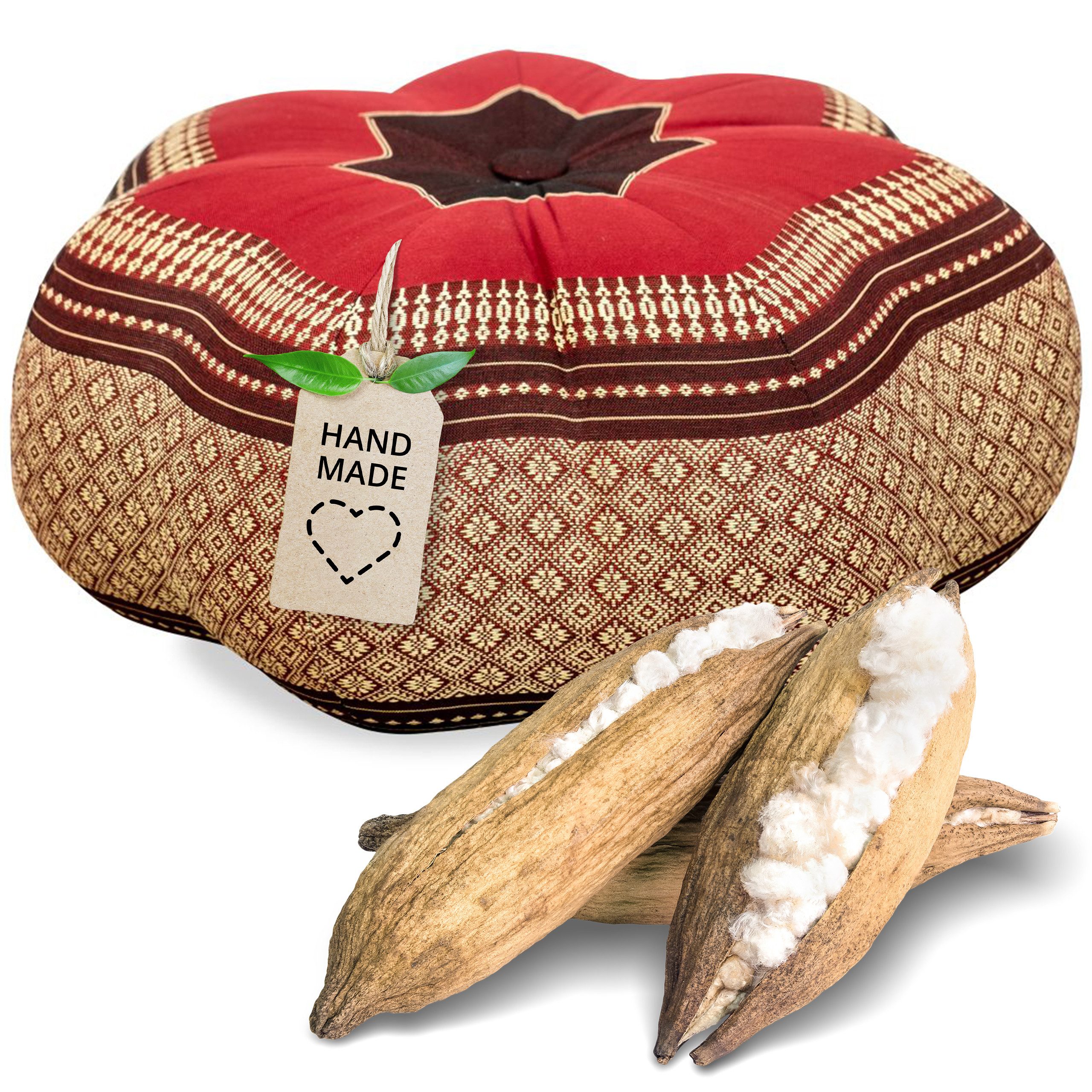 livasia Meditationskissen Zafukissen Stern groß, vegan und handgefertigt, Ø 40x20cm, Kapok