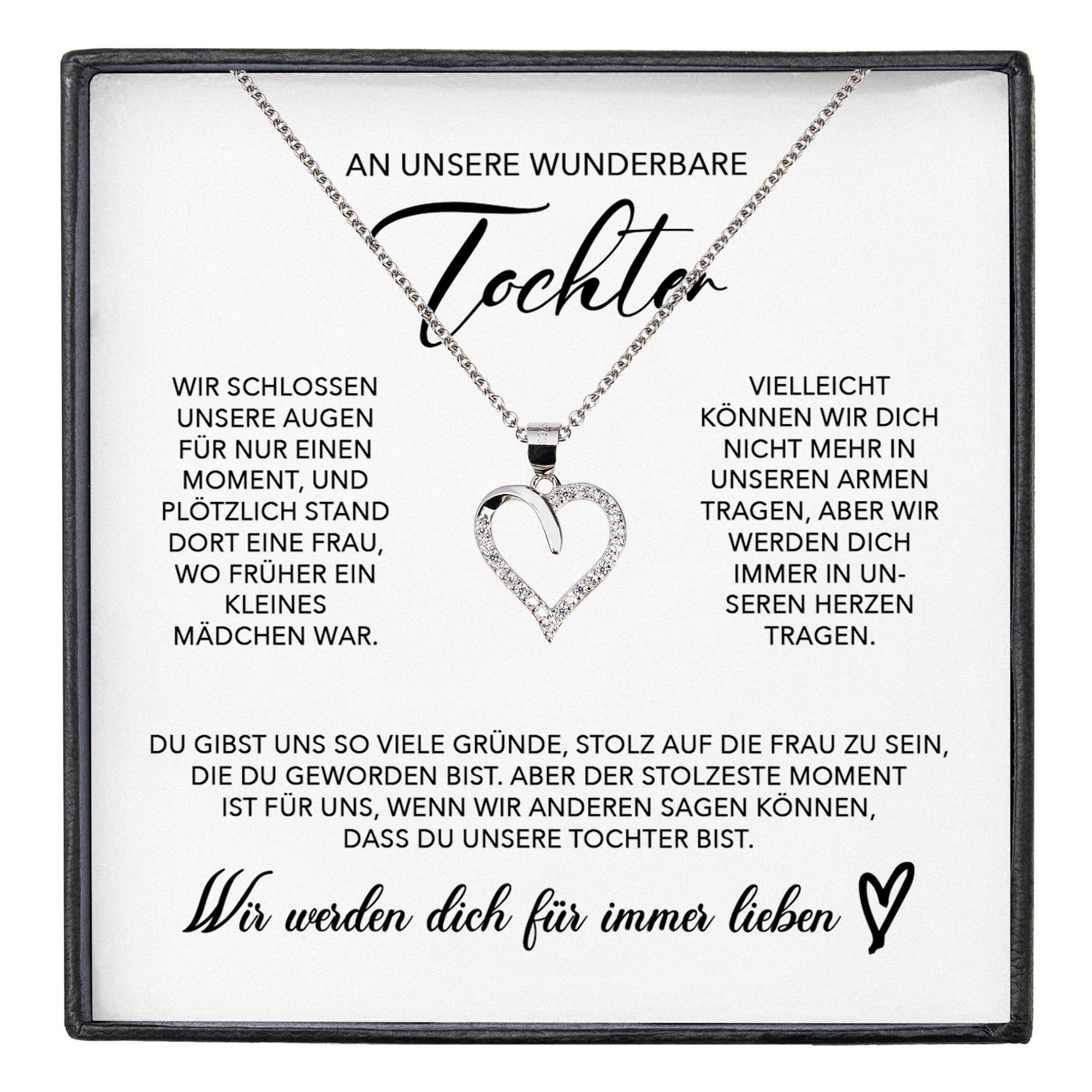 22Feels Schmuckset Unsere Tochter Geschenk Mädchen Frauen Schmuck Halskette Abitur (inkl. Geschenktasche, Karte(n), Poliertuch, Beutel), Echt-Silber 925/000, Karte Made In Germany