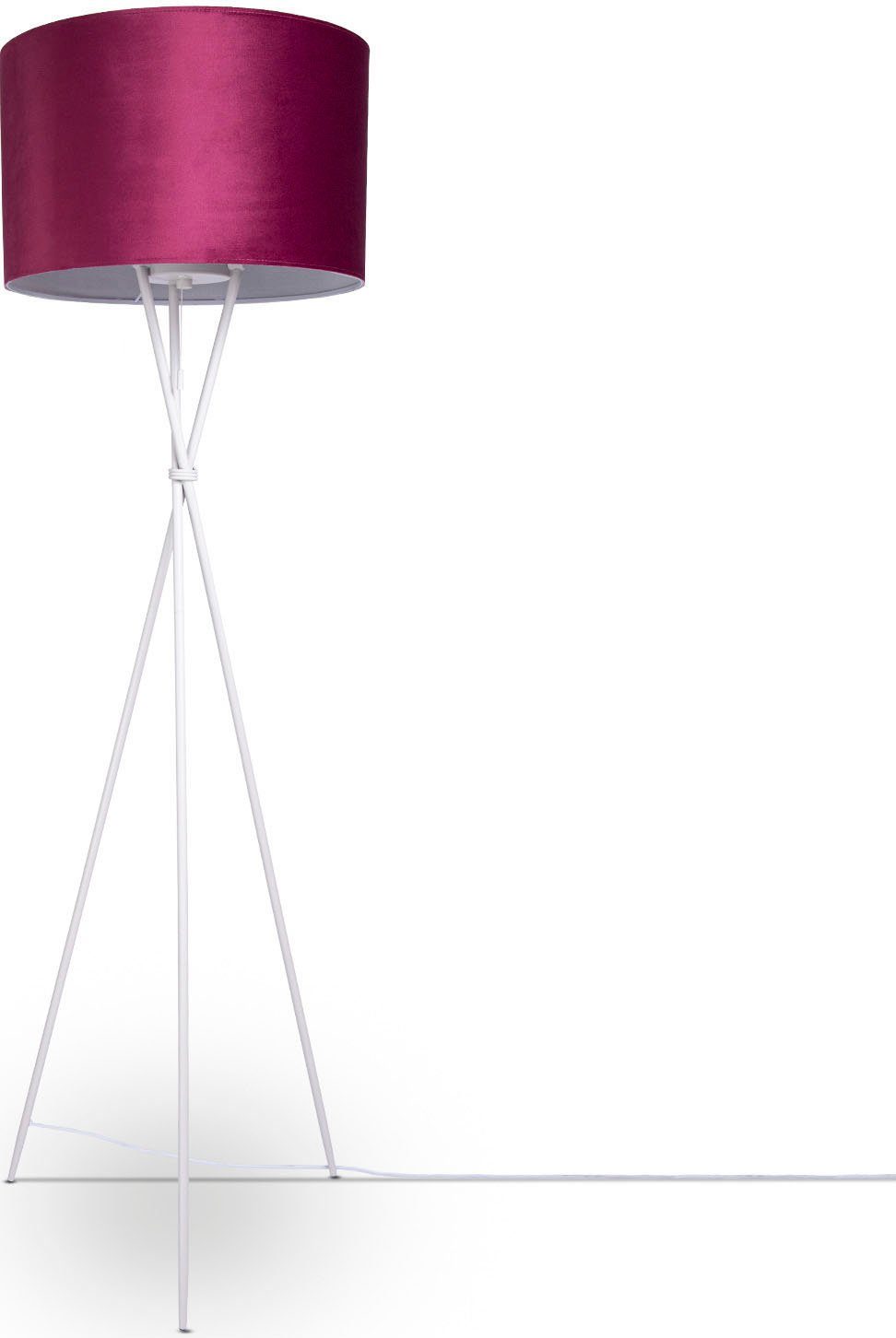 Paco Home 177,5cm Leuchtmittel, Velour uni Standleuchte beere Stehlampe Dreibein Kate Color, ohne Höhe Wohnzimmer E27 Filigran