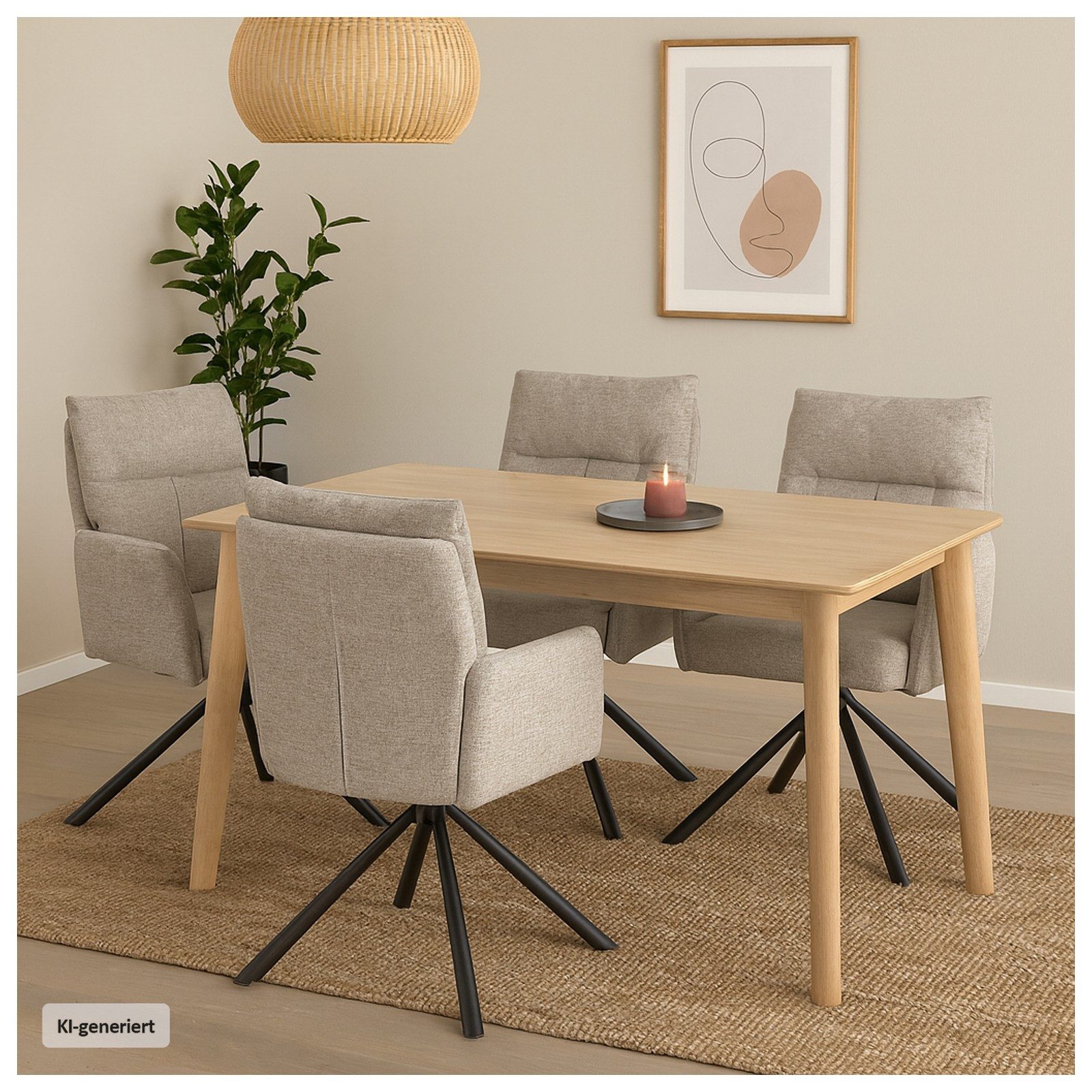 HTI-Living Esszimmerstuhl Esszimmerstuhl Kyra Beige 2er-Set (Set, 2 St), Drehstuhl Auto-Return – Bild 3 von 5