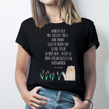 Mr. & Mrs. Panda T-Shirt Otter mit Stein - Schwarz - Geschenk, T-Shirt mit Spruch, Junggeselle (1-tlg)