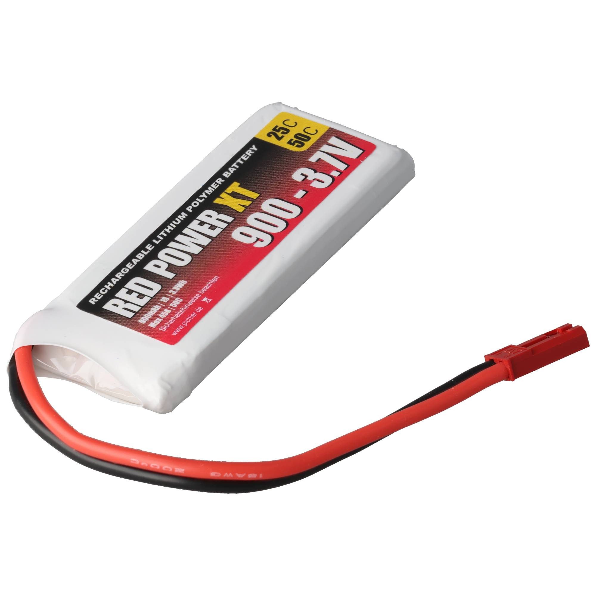 PICHLER RED POWER LiPo Akku 900 mAh – 3,7 V 1S mit JST/BEC Stecker Akku 900 mAh (3,7 V)