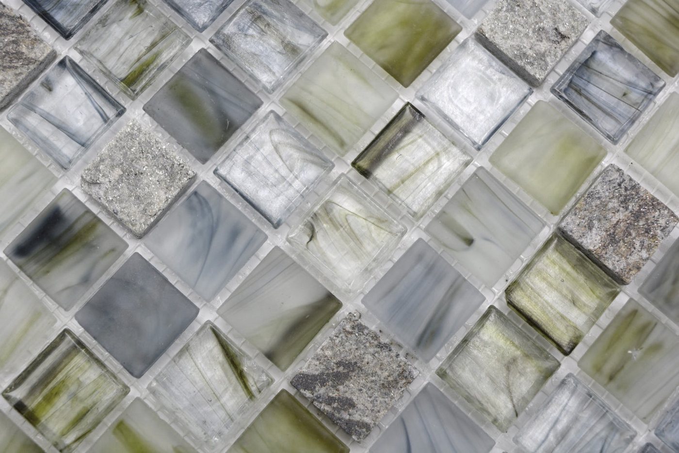 Thumbnail - Mosani Mosaikfliesen Naturstein Glasmosaik Mosaik cream hellgrau anthrazit
