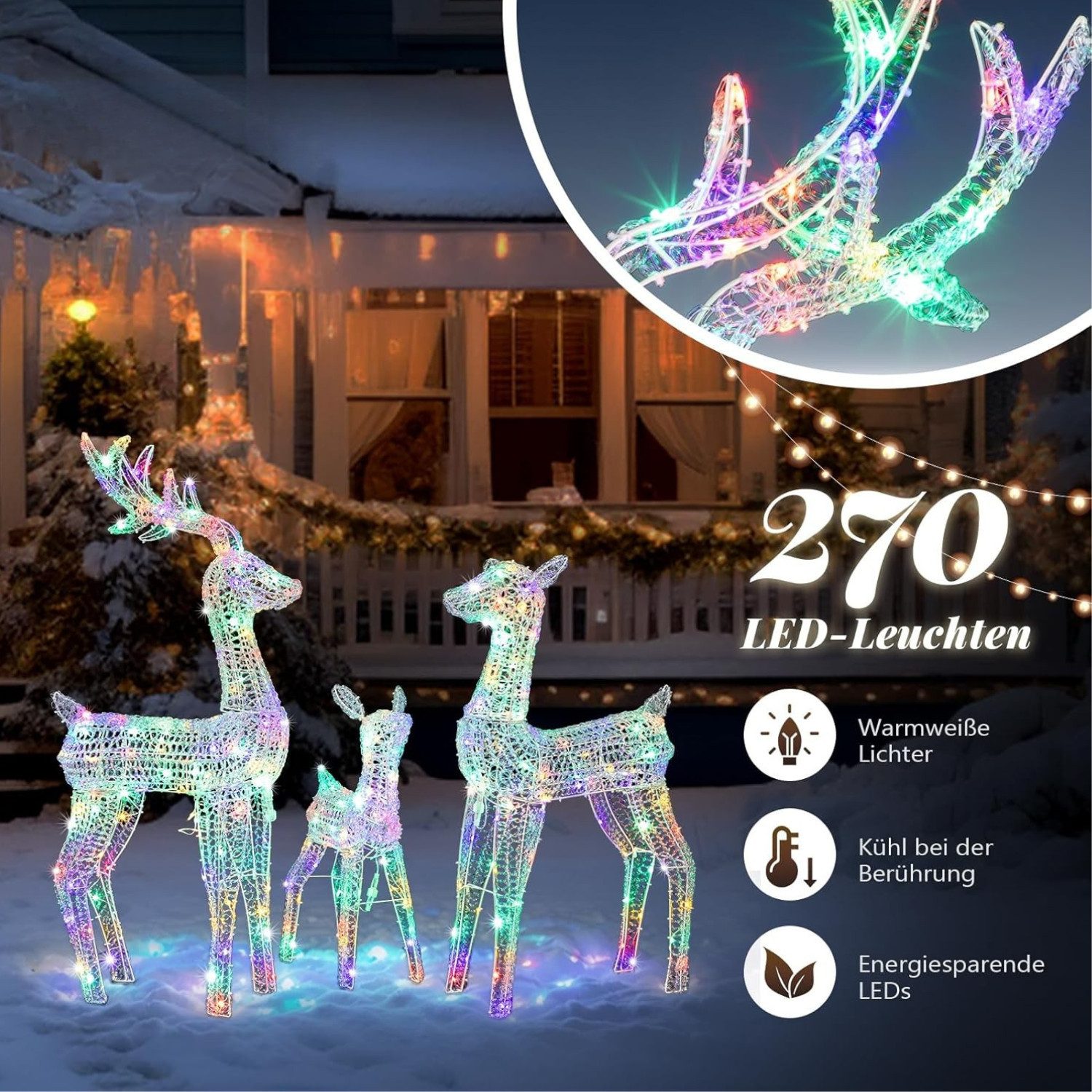 LALAHO Weihnachtsfigur 3-tlg. LED Rentier Familie Weihnachtsbeleuchtung, mi günstig online kaufen
