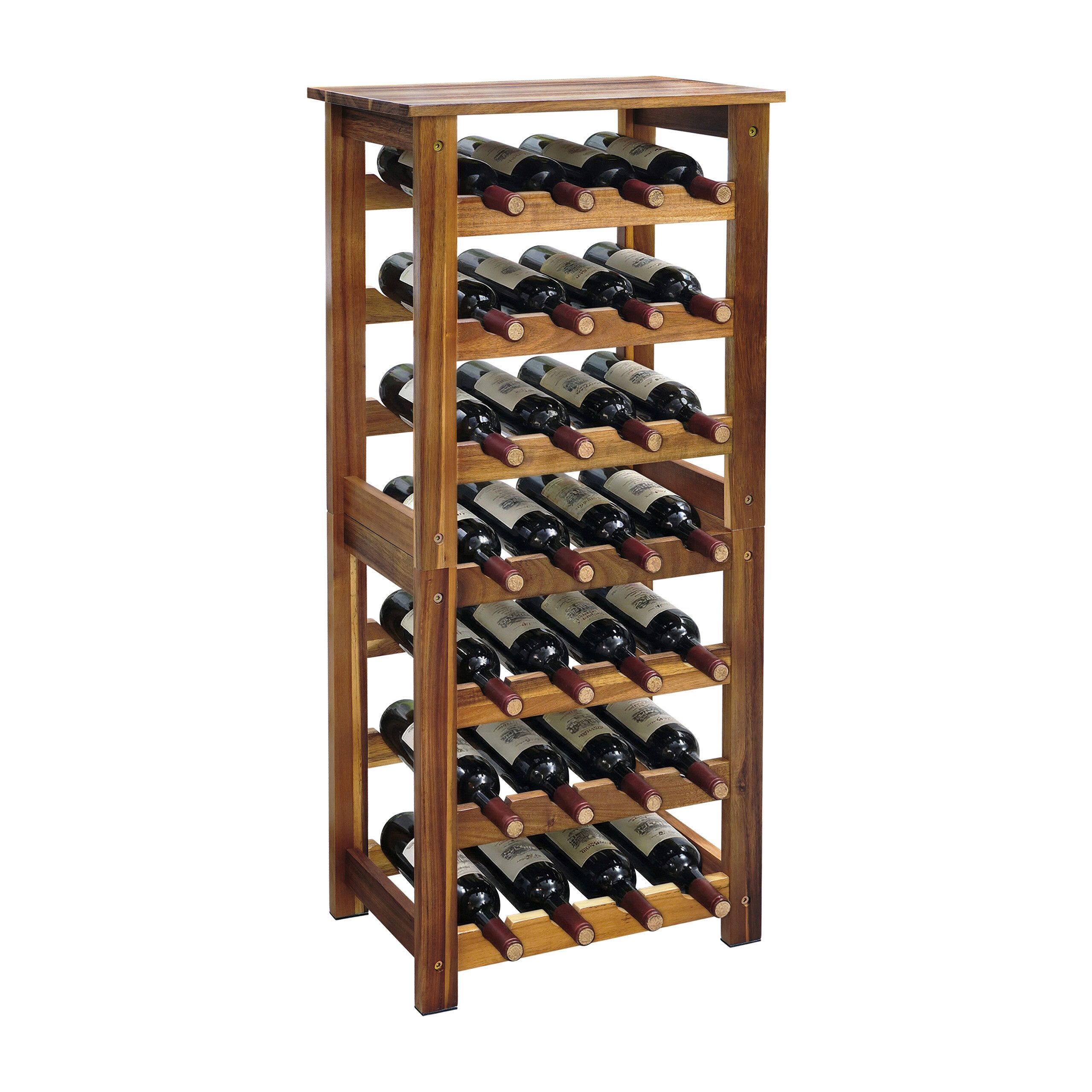 relaxdays Weinregal Akazienholz 28 Flasche