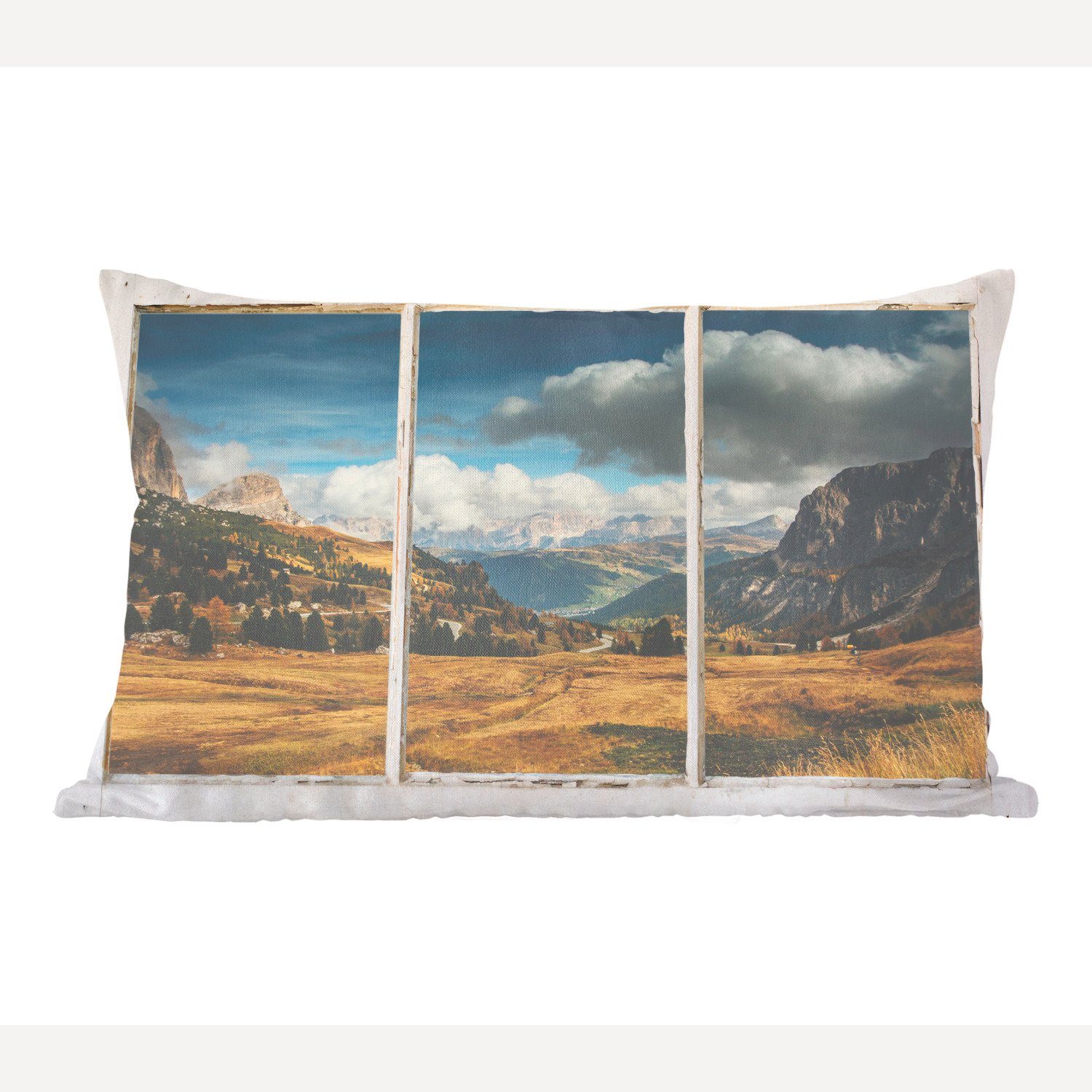 MuchoWow Dekokissen Aussicht - Landschaft - Schlafzimmer mit Zierkissen, Wohzimmer Dekokissen Hügel, Füllung, Dekoration