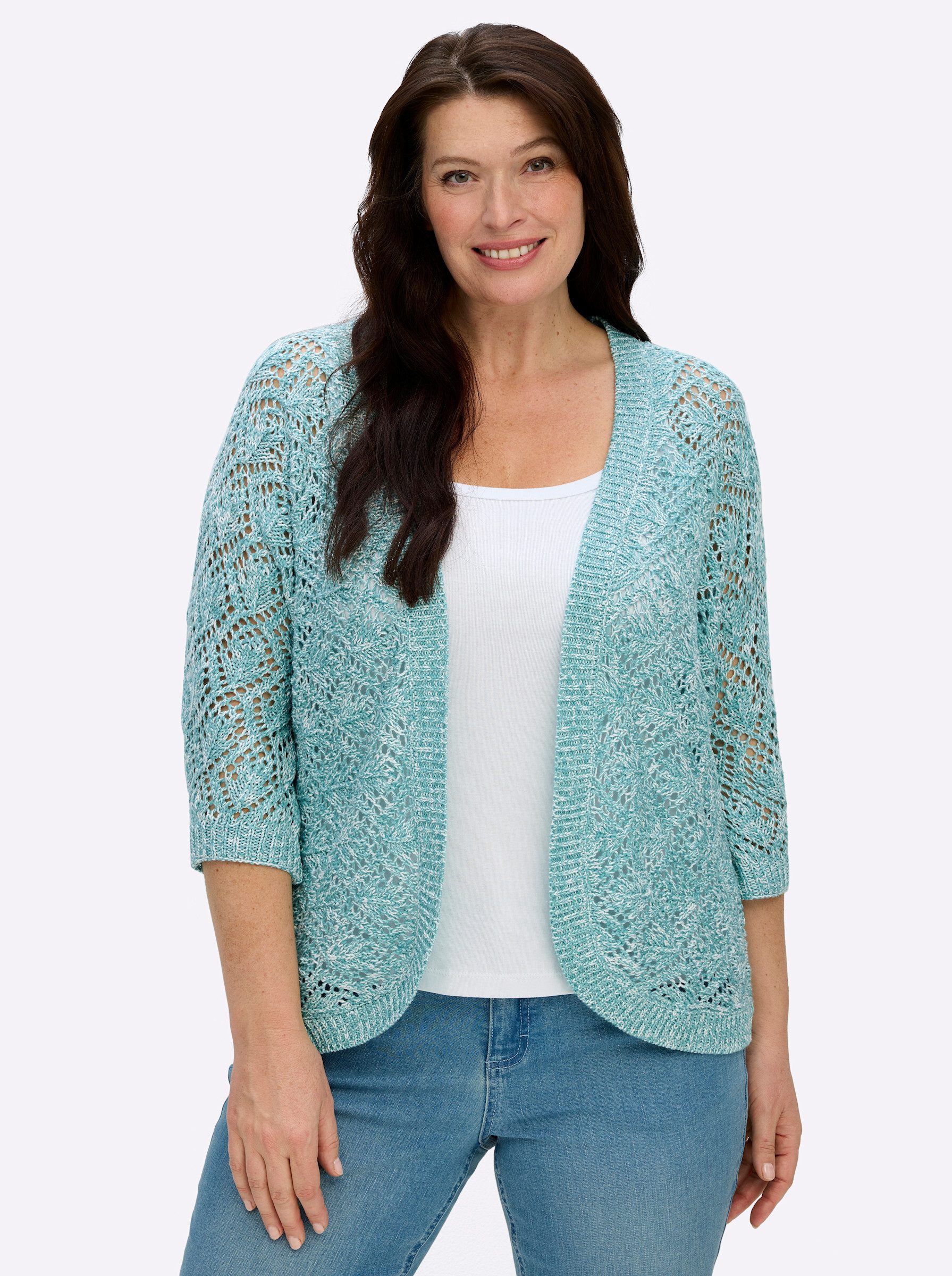 Sieh an! Strickjacke Ajour-Strickjacke 3/4-Arm Ajour günstig online kaufen