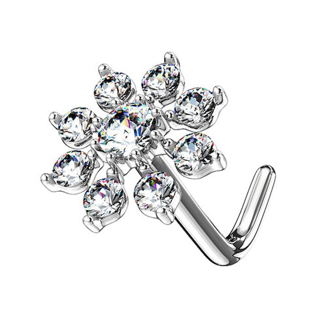 Taffstyle Nasenpiercing Nasenpiercing Stecker filigraner Kristall Blume, Stab Barbell Nase Nasenpiercing Nasenstecker Tragus Helix Ohr Strass