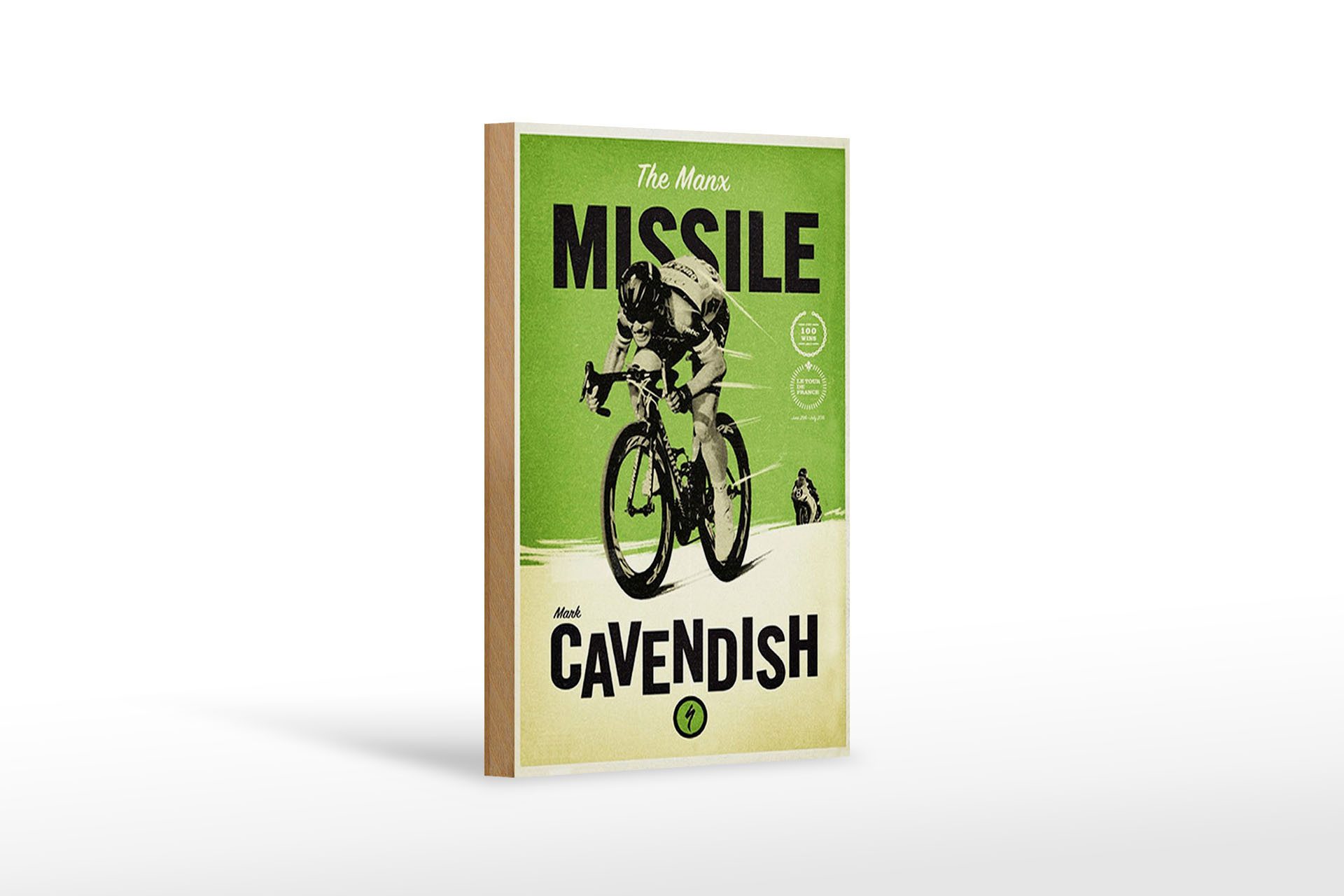 Holzbild Fahrrad 12x18cm the Manx missile Mark Cavendish