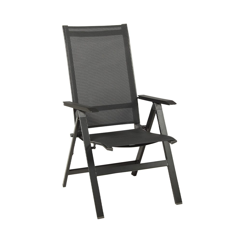 acamp Klappstuhl Moderner Aluminium Outdoor Stuhl für Balkon & Terrasse (ergonomisch geformte Sitzfläche, rostfrei, modern), Klappstuhl, Aluminium Gartenstuhl, grau, B 56cm, H 88cm, T 65cm