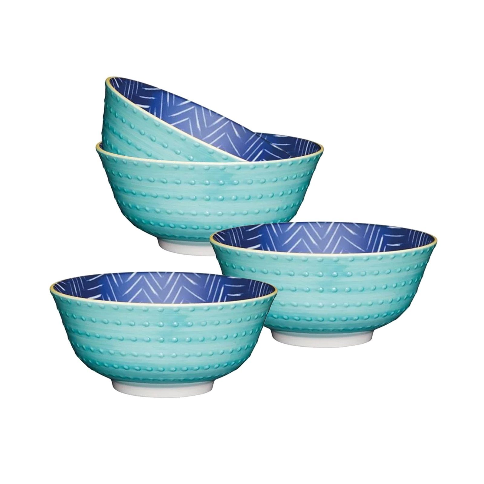 Neuetischkultur Müslischale Keramik, dekoriert 4er-Set Türkis-Blau Keramik, Müslischale (Set, 4-tlg) bunt