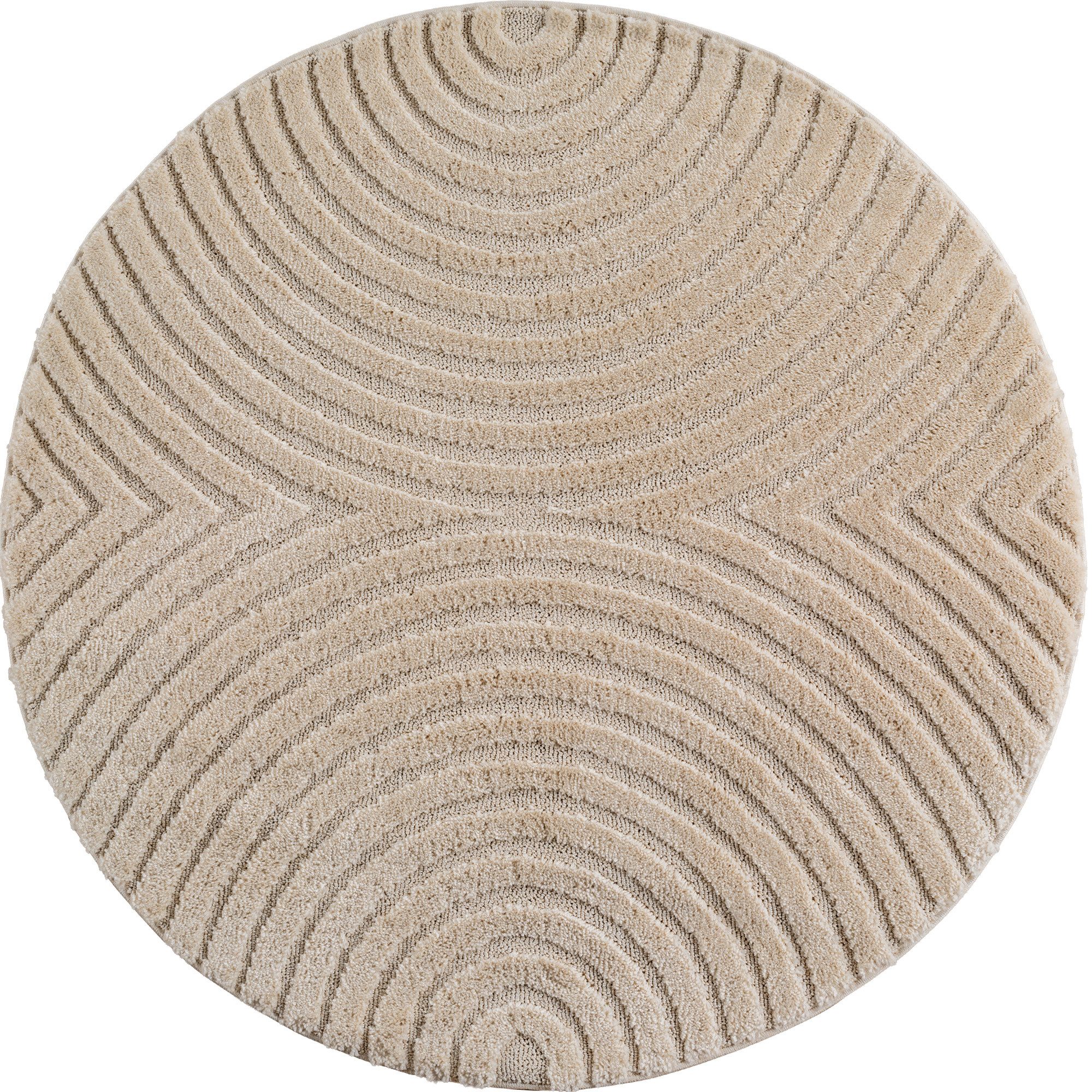 Ayyildiz Teppiche Teppich ART 1122, auch als Läufer und in Rund erhältlich, rund, Höhe: 8 mm, Boho Design, 3D Optik, Struktur Hoch Tief, skandinavisch, Wohnzimmer