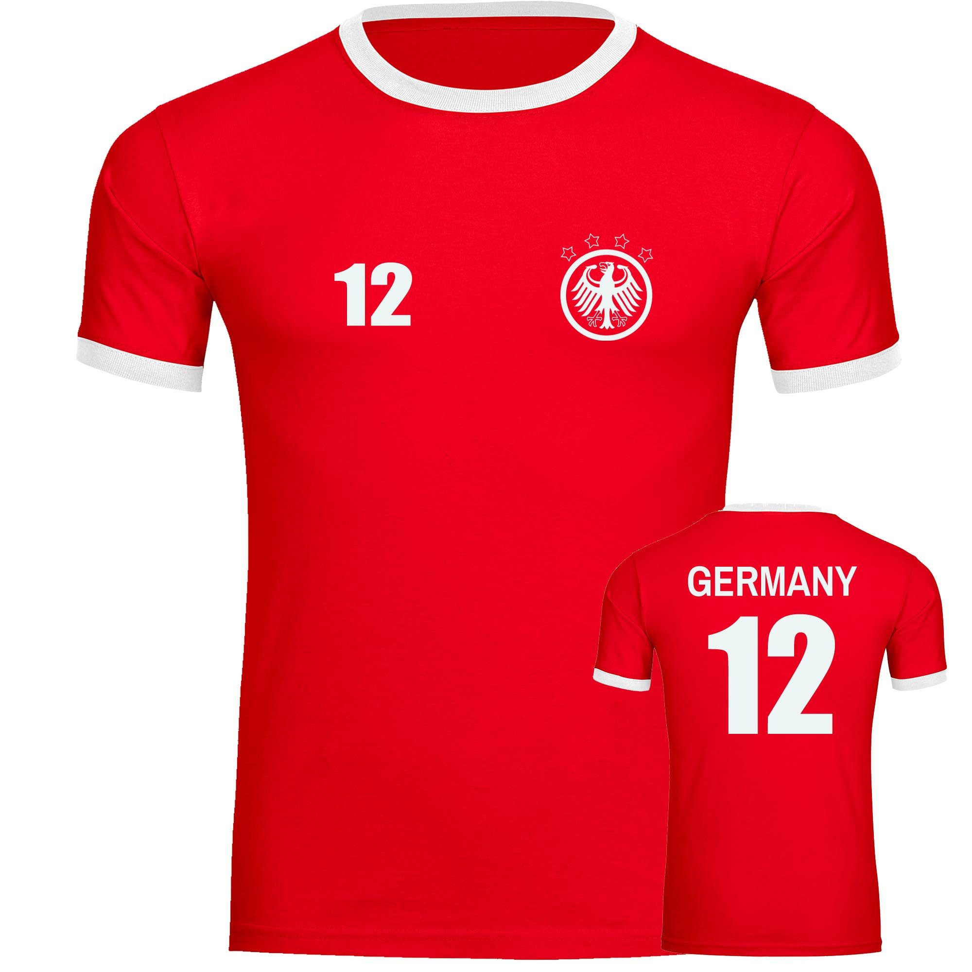 multifanshop T-Shirt Kontrast Germany - Adler Retro Trikot 12 - Männer