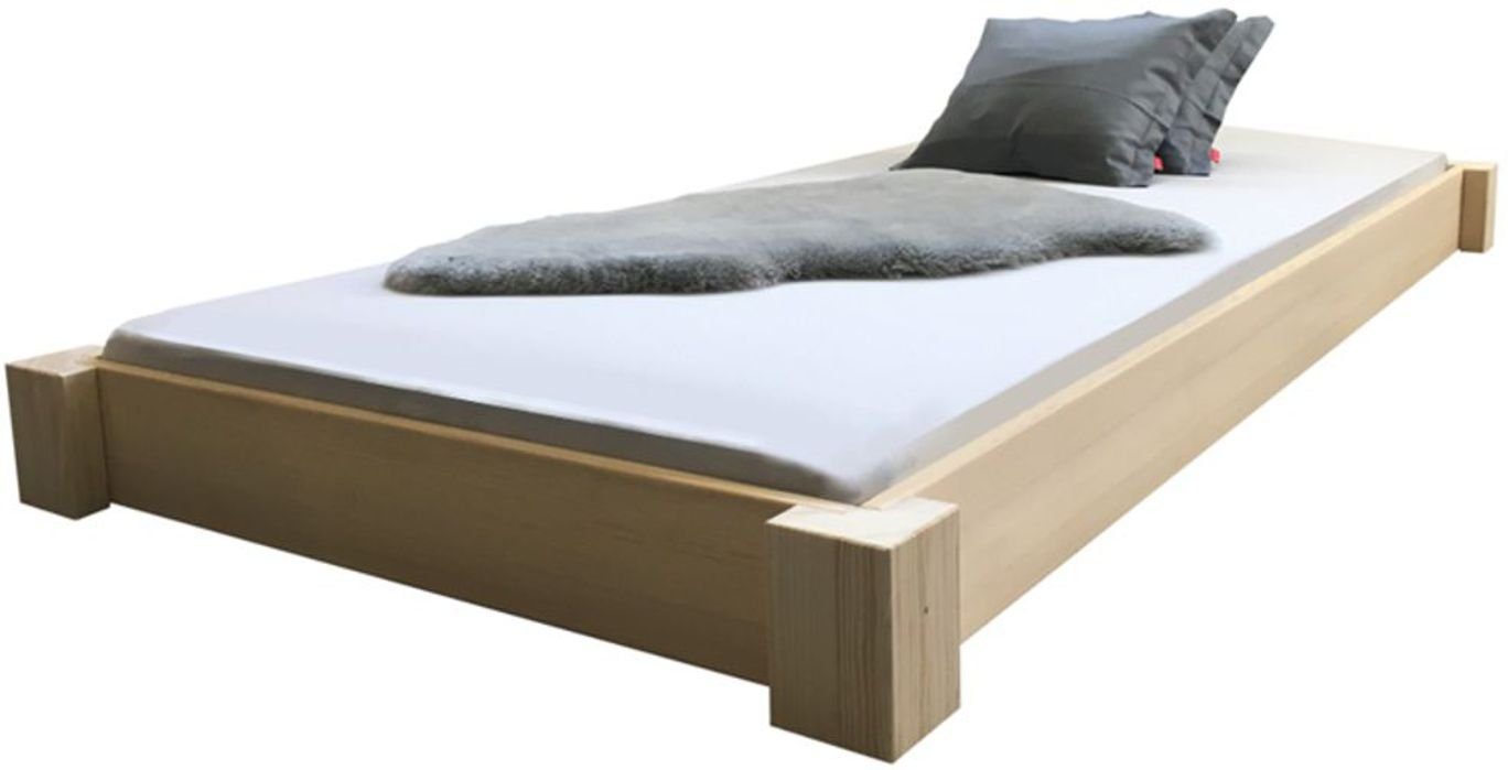 LIEGEWERK Bett »Bodentiefes Designbett Bett Holz Massivholzbett hergestellt  in BRD 90 100 120 140 160 180 200 x 200cm« online kaufen | OTTO