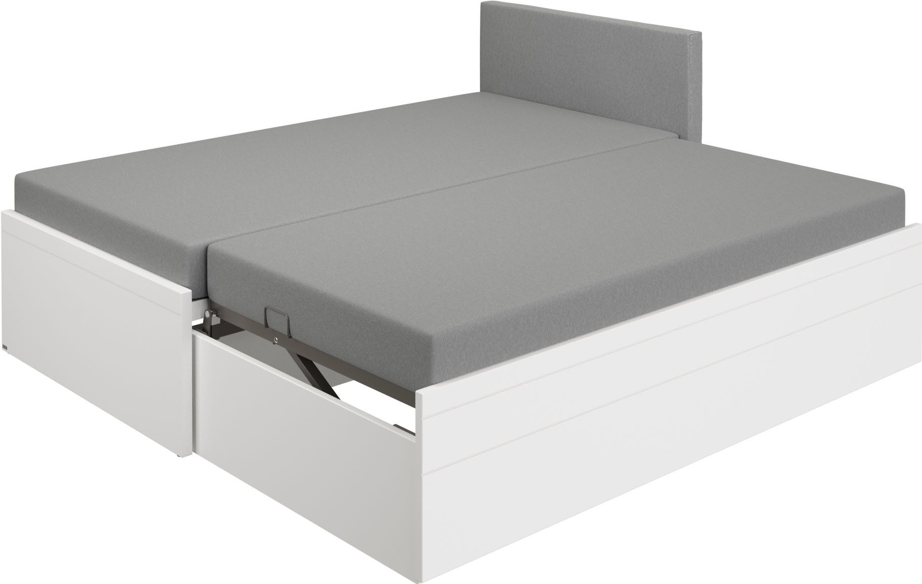 PAIDI Jugendbett FLYNN in verschiedenen Ausführungen, Ausziehbett mit 2 Liegeflächen, Gästebett, Metallgestell inkl. Lattenroste, 2-in-1 Funktionsbett