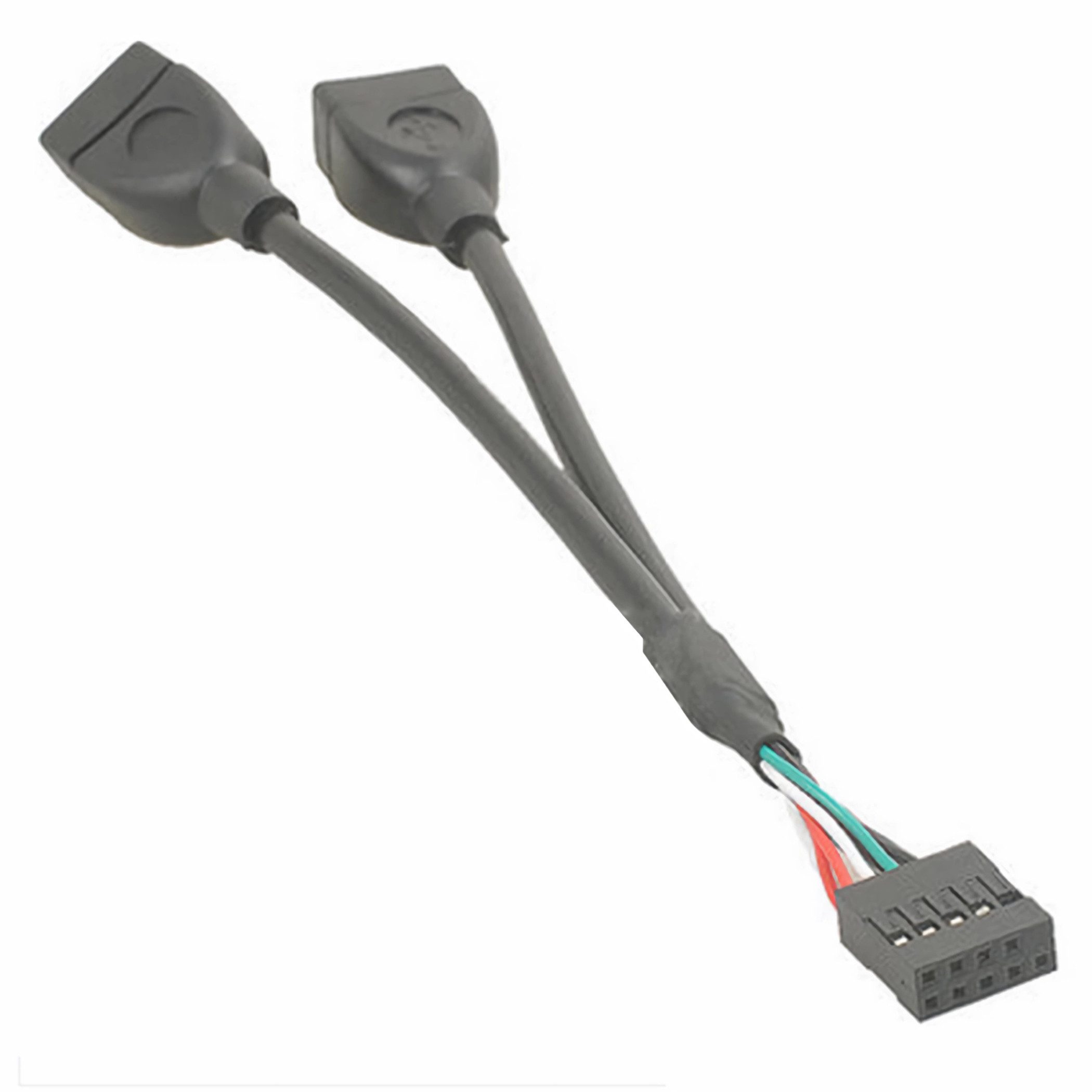 M15 USB Adapter 9-Pin Mainboard auf 2x USB 2.0 Buchse, Header-Buchse USB-Kabel