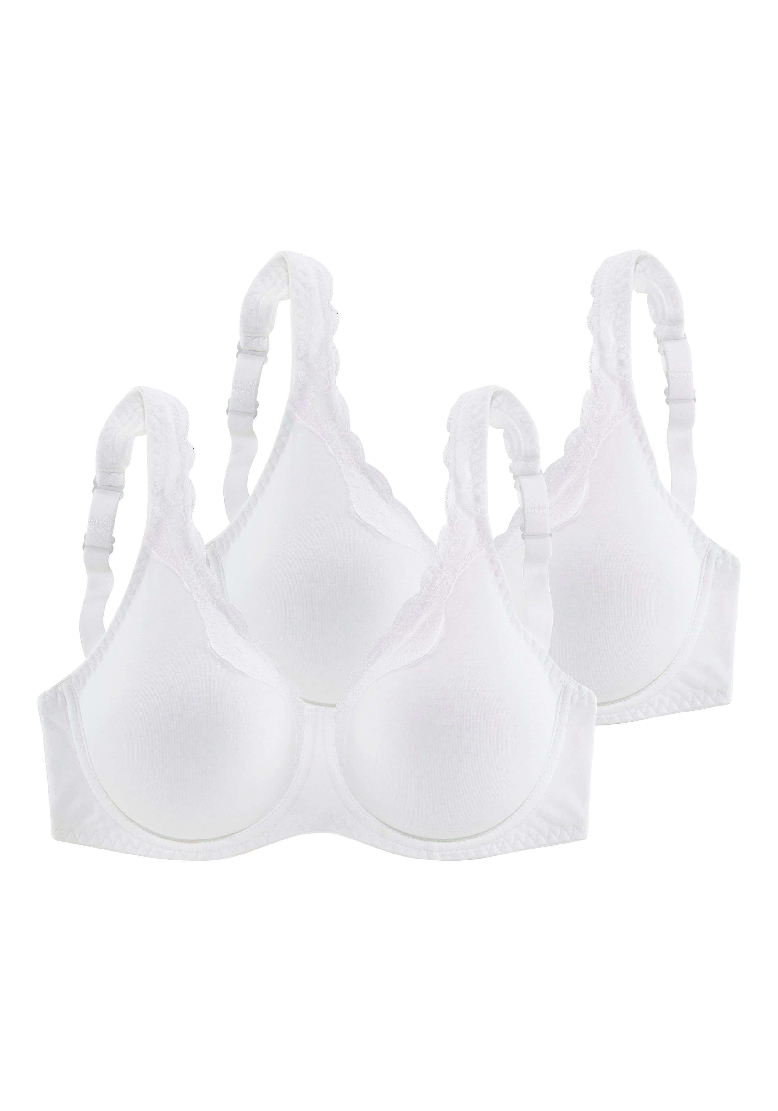 petite fleur by Lascana Bügel-BH (Packung, 2 Stück) aus Baumwolle mit breiteren Trägern – auch ideal für große Größen – Bild 2 von 4