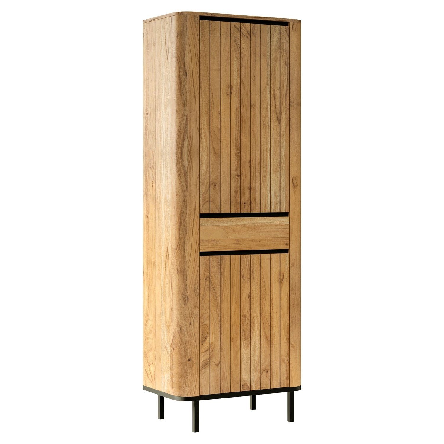 Quadrato Garderobenschrank CURVE, B 71 cm, H 200 cm, Akazie teilmassiv, mit 1 großen Tür