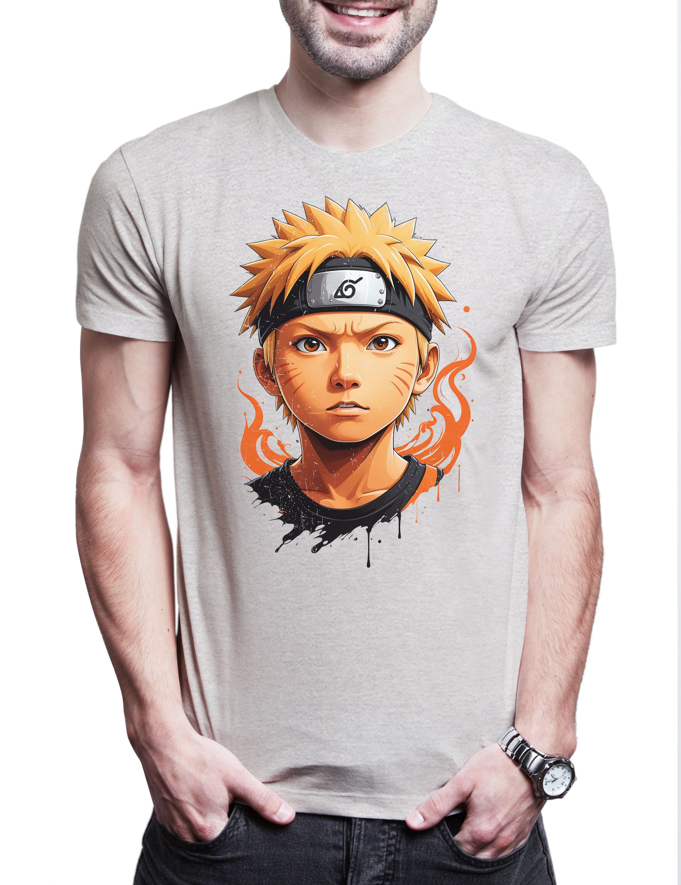 Print-Shirt Anime Ninja Portrait Herren T-Shirt Shinobi System Naruto Dattebayo
